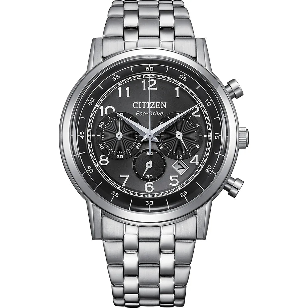 Citizen Sport Chrono Classic Uhr, schwarzes Zifferblatt, 42 mm – CA4630-53E