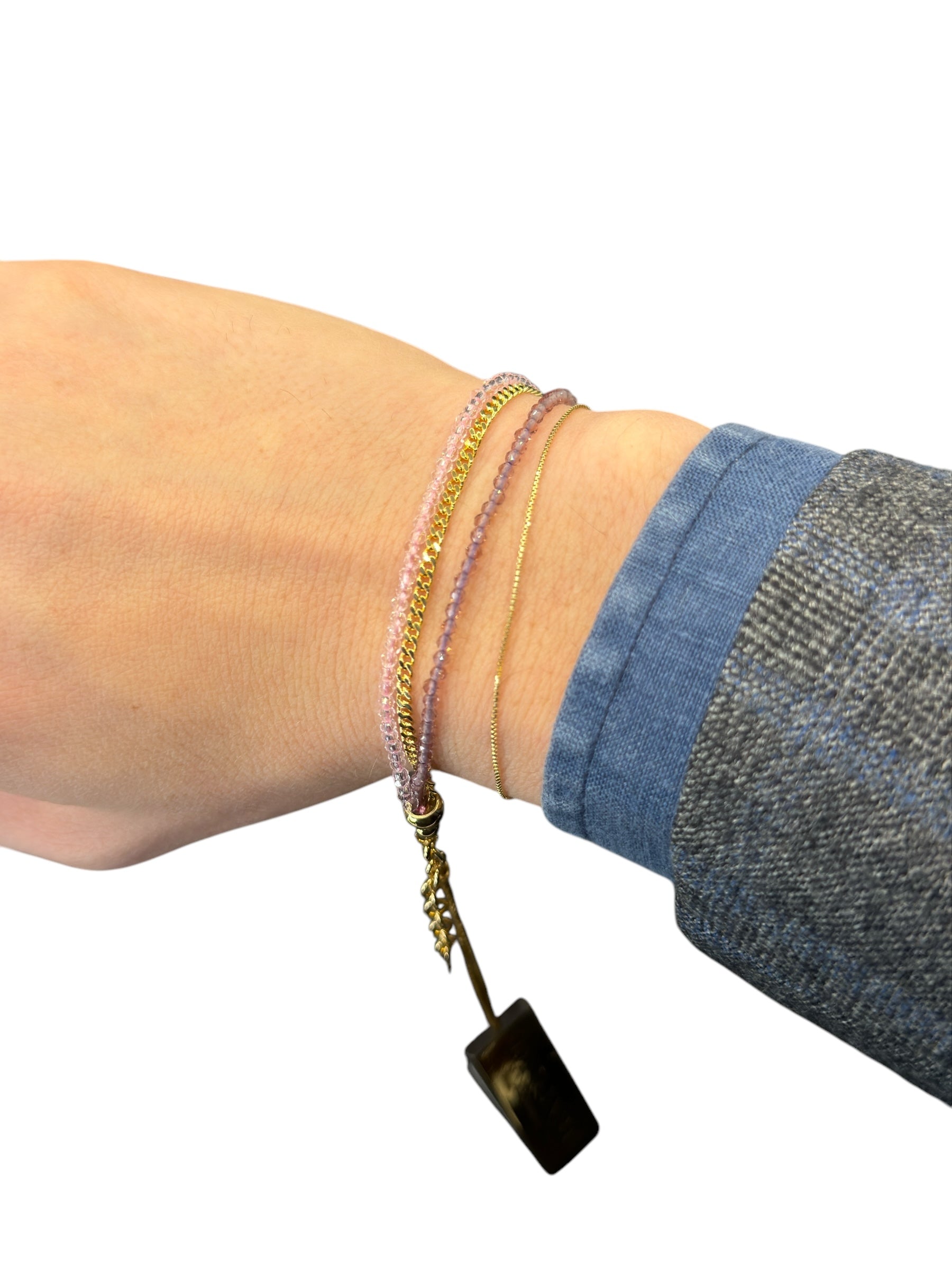3-reihiges Armband aus vergoldeter Bronze mit rosa und violetten Amethyststeinen - FIRENZE BR 047