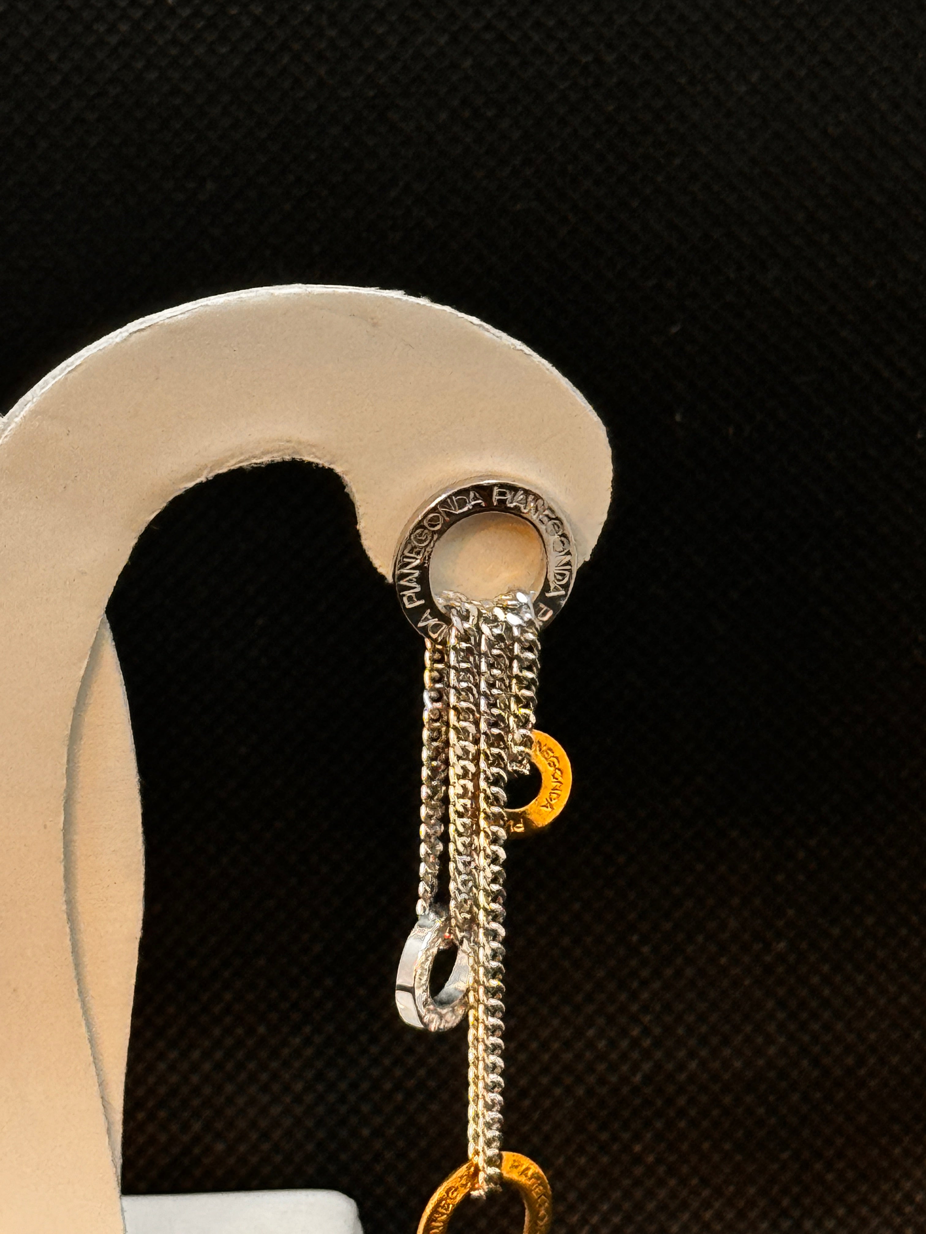 Pianegonda-Tropfenohrringe aus Silber und 18 Karat Gold, Liaision D'Or-Kollektion – OA050457