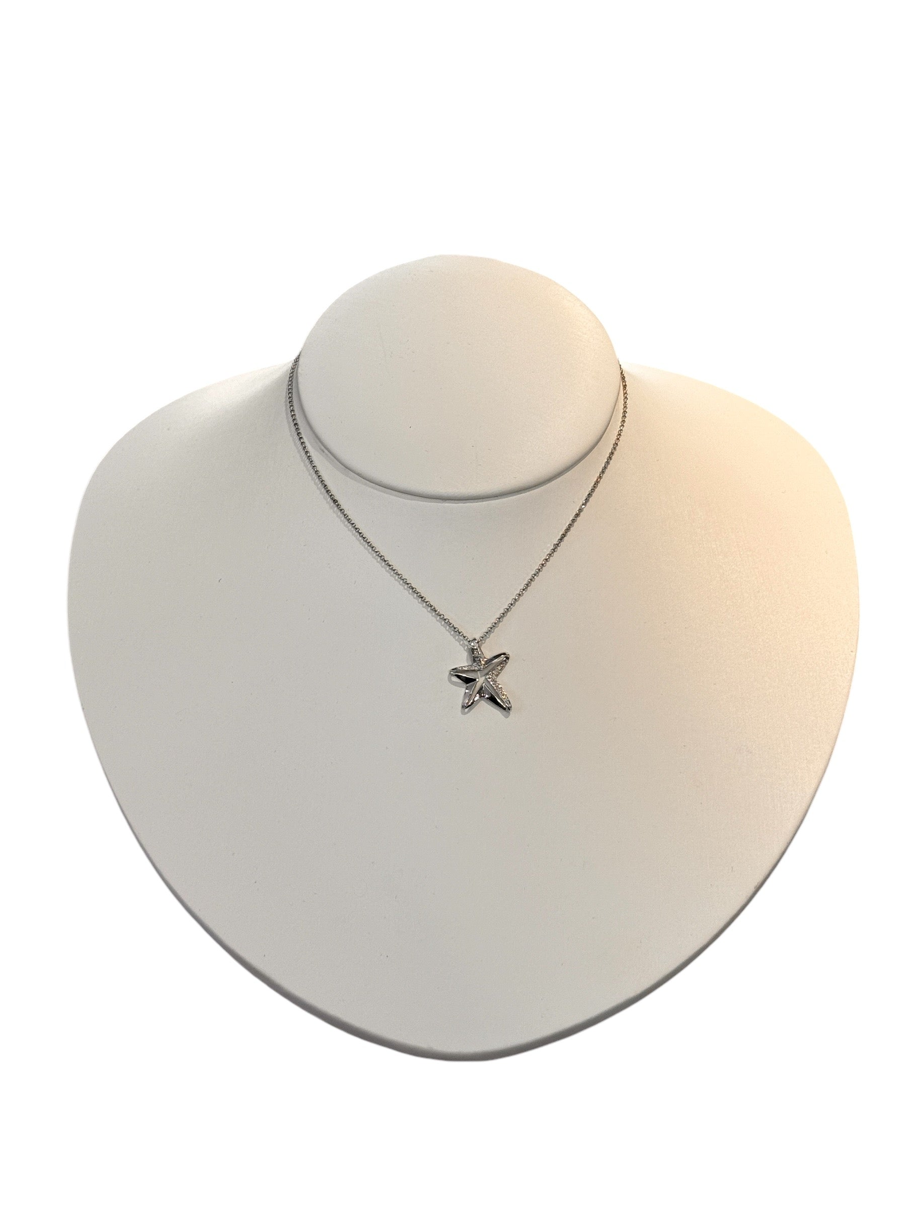 Damen-Halskette mit Sternanhänger aus Weißgold und Diamant, 0,04 Karat – DFPF0887.004