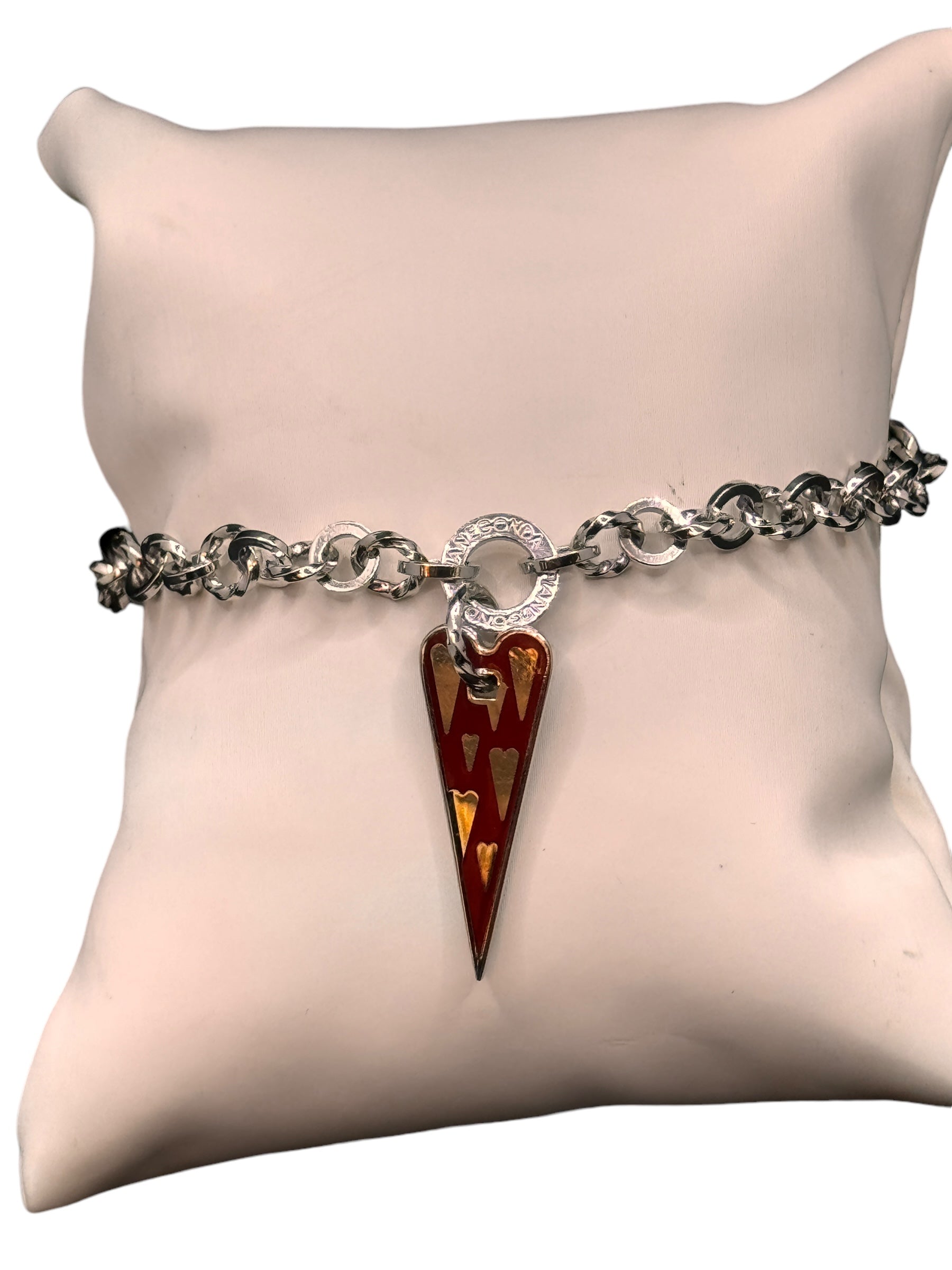 Pianegonda Silberarmband mit silbernem Herzanhänger und roter Emaille - BA010845