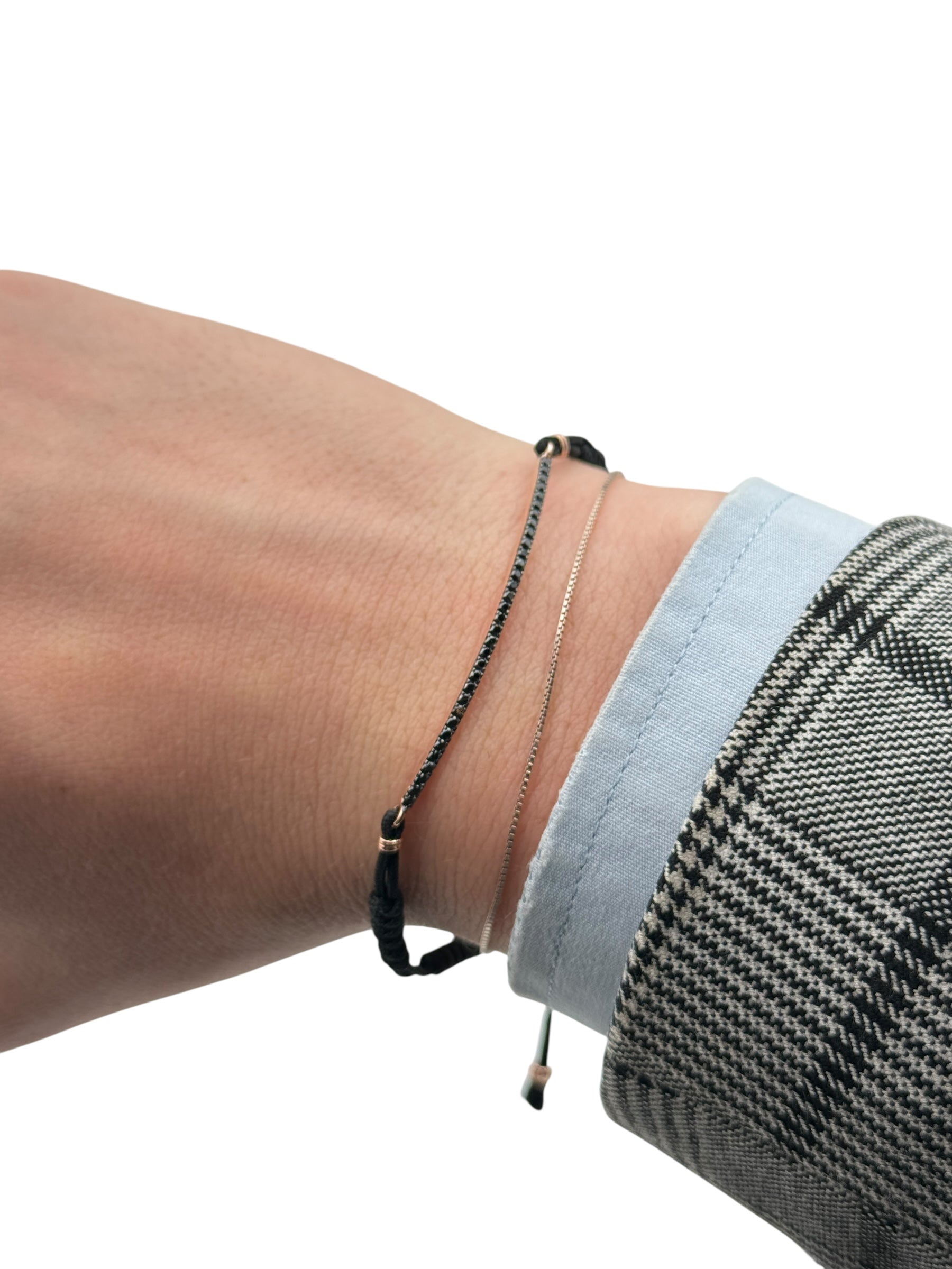 Bracciale Buonocore in caucciù con piastrina in oro rosa 18kt e diamanti neri - 1706B01NP