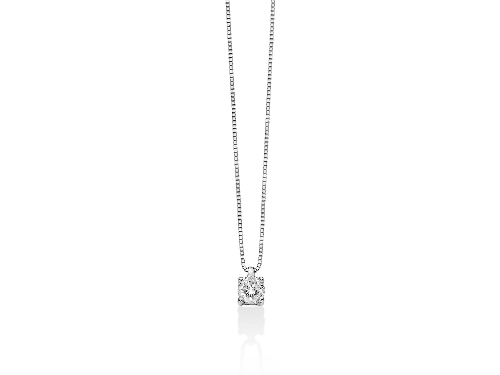 Milluna Light Point Halskette mit Diamant mit regelmäßigen Zinken in Weißgold - CLD3993-018G7
