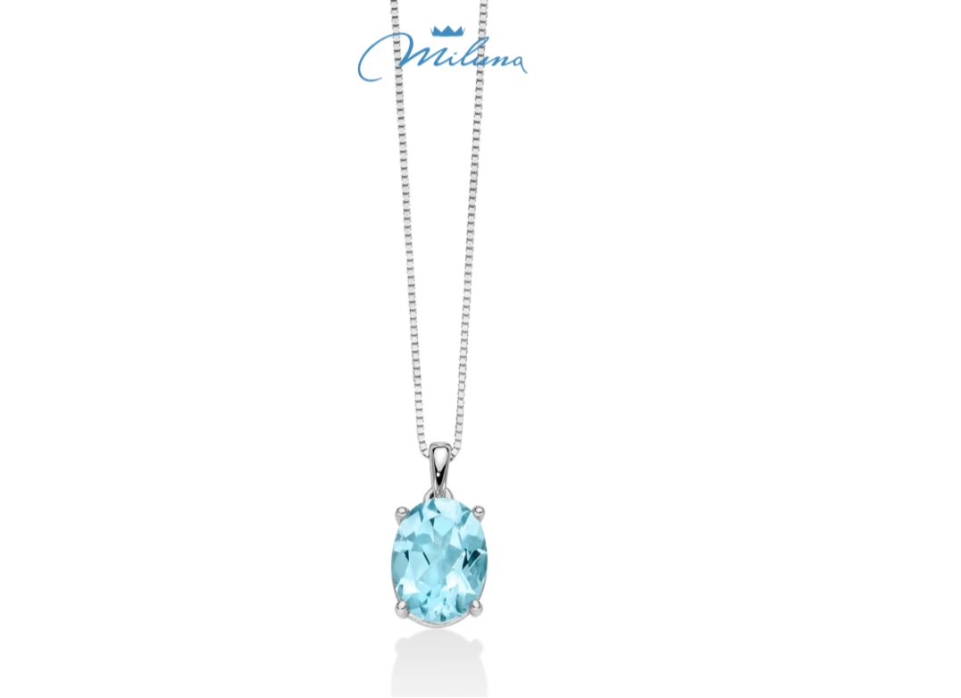 Collana Miluna con Gemma del Cielo ovale in oro bianco - CLD4069