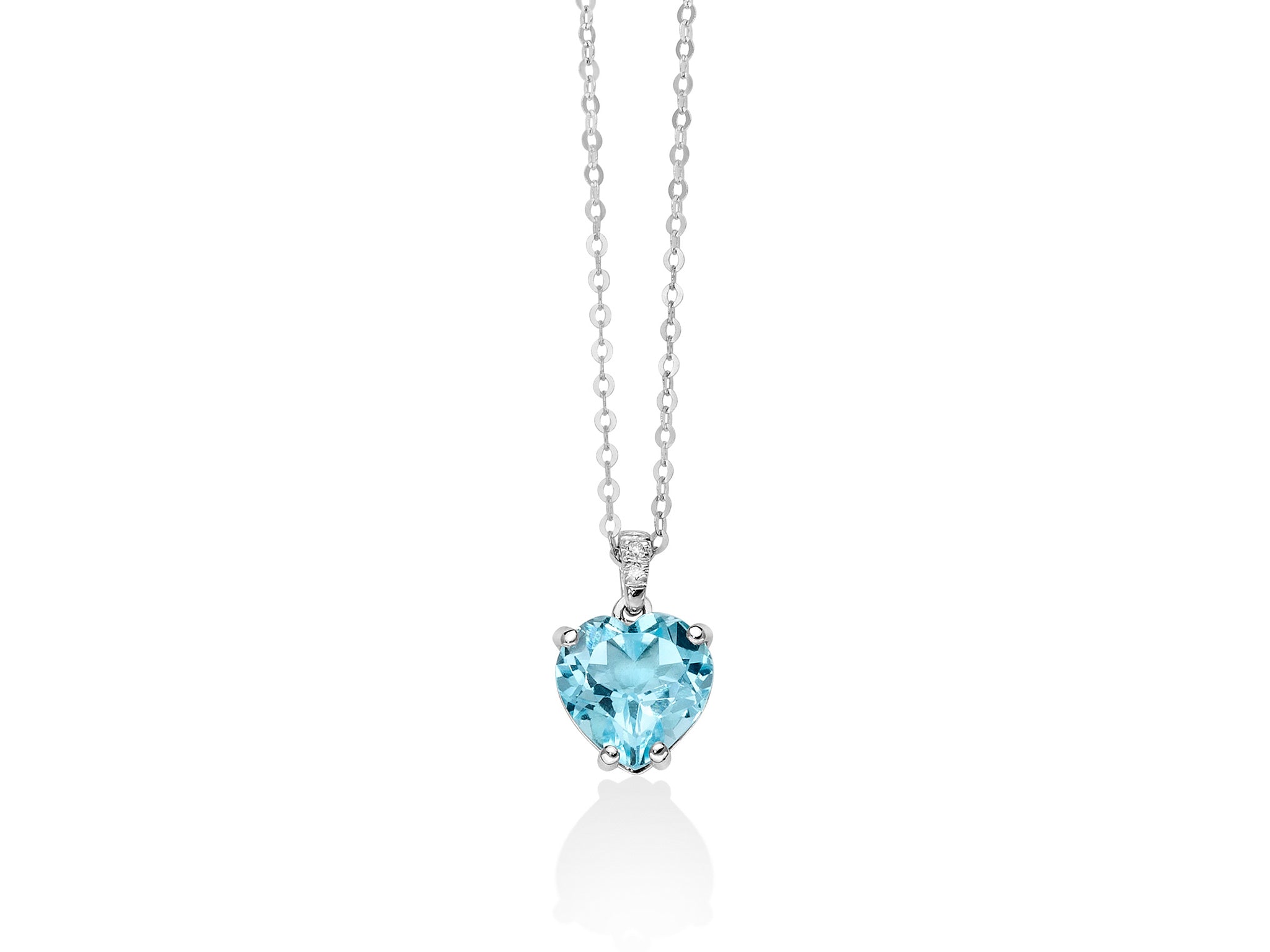 Collana Miluna con Gemma del Cielo a cuore e diamanti in oro bianco - CLD4109