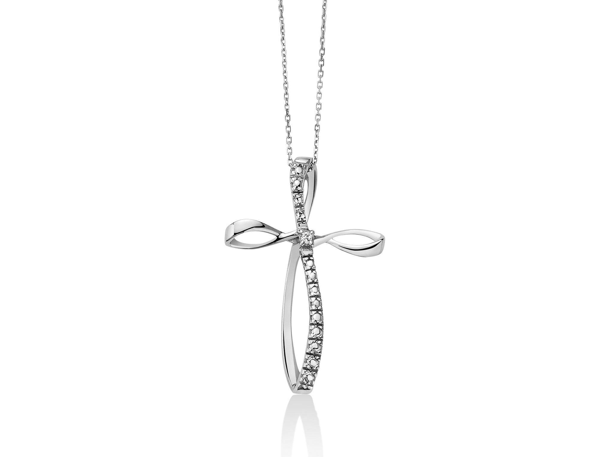 Miluna Weißgold-Halskette mit Kreuz und Diamant – CLD4230
