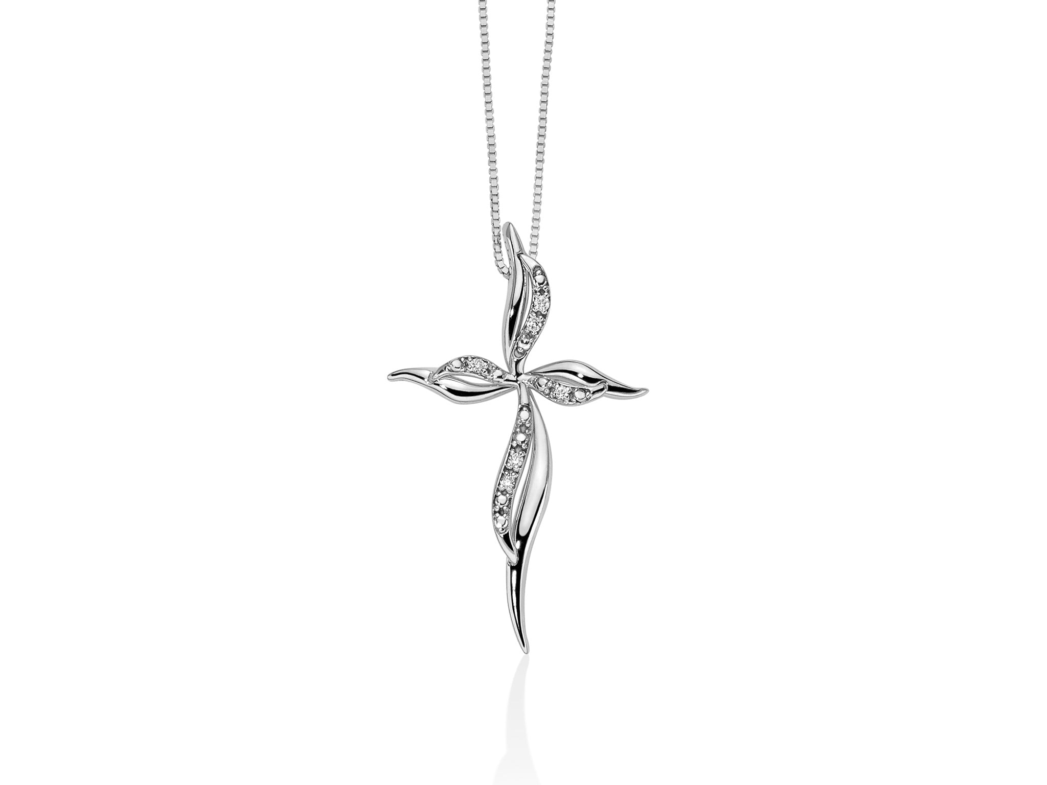 Collana Miluna in oro bianco 18kt, con croce e diamanti - CLD4426