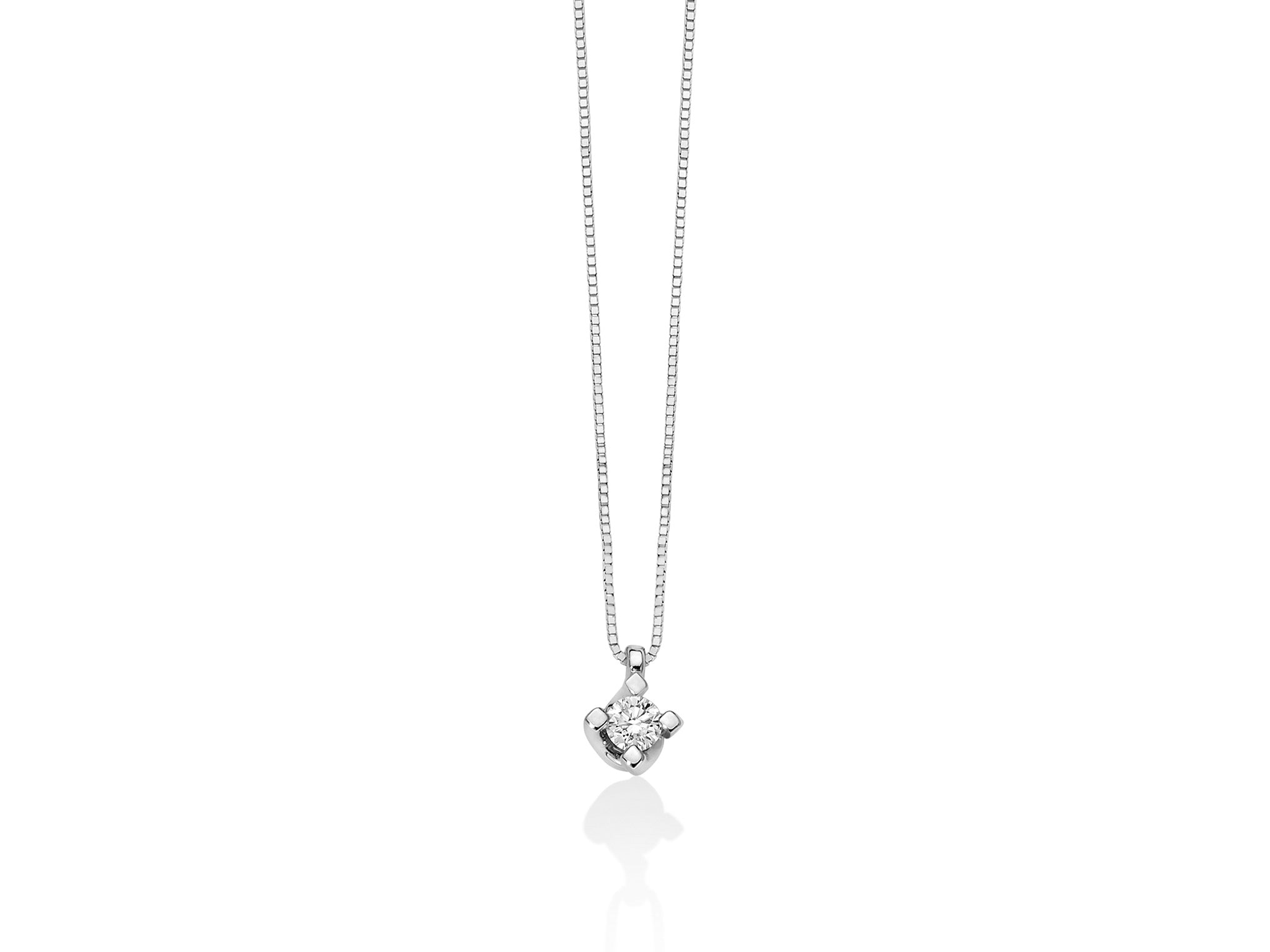 Collana Miluna con diamante punto luce a valentino in oro bianco- CLD5065-009G7