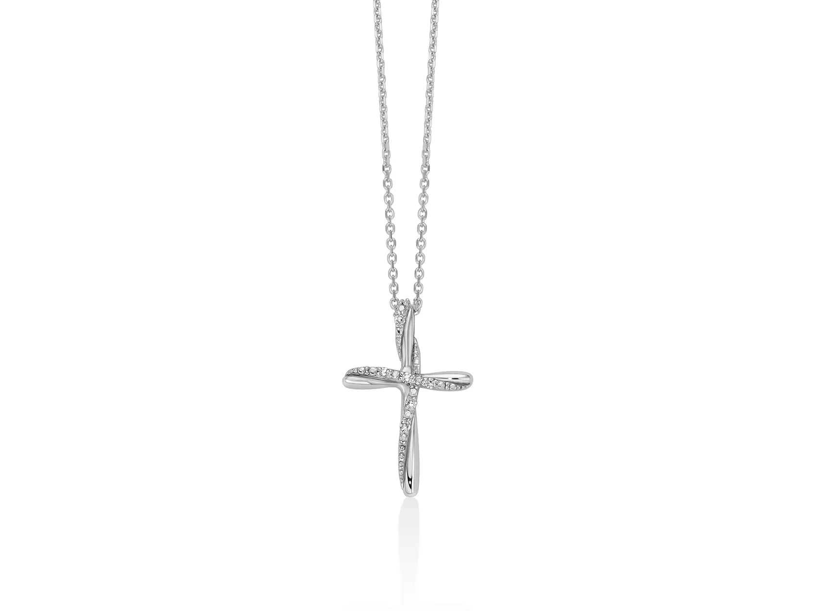 Collana Miluna in oro bianco 18KT con croce e diamanti - CLD5155