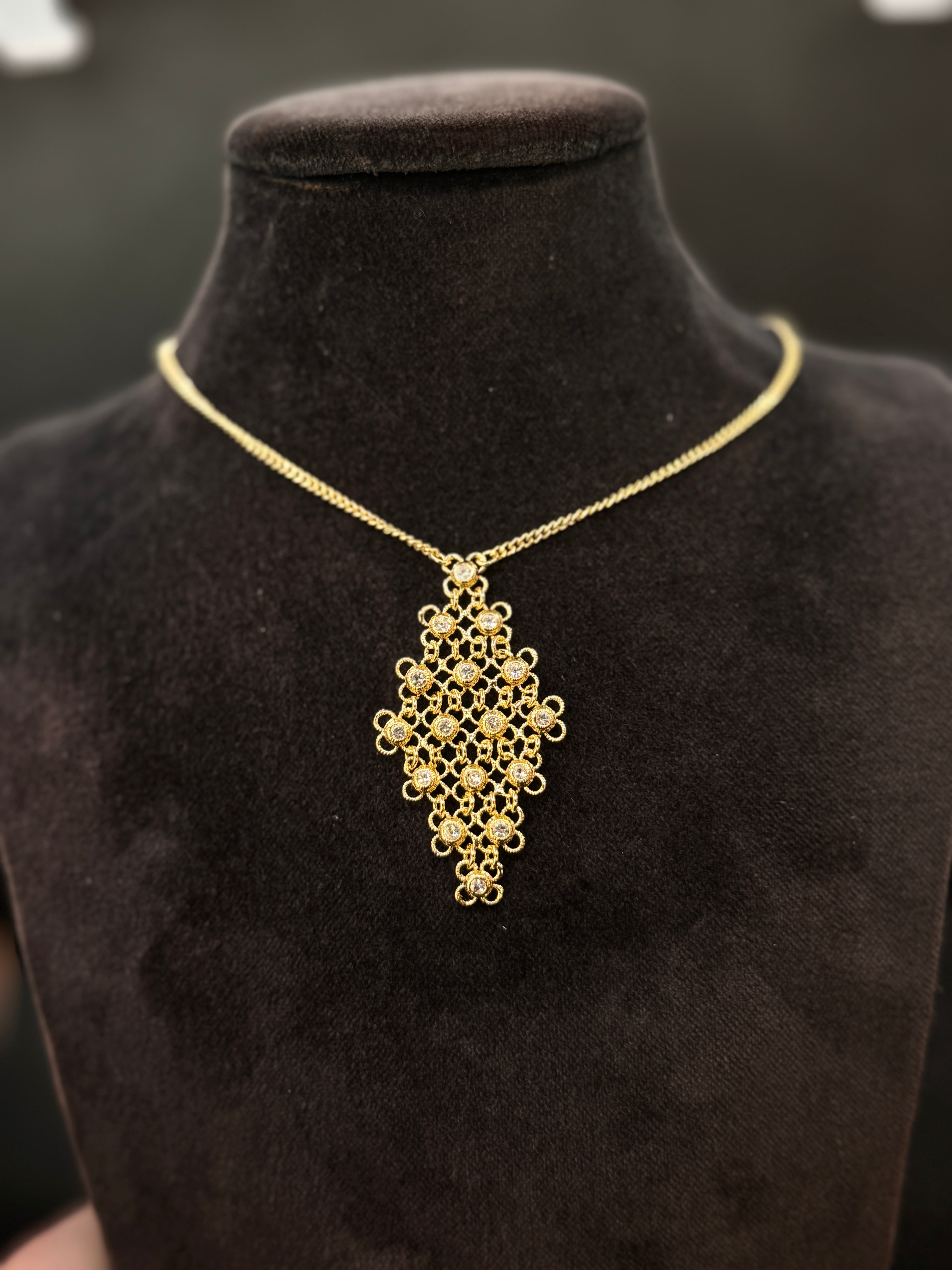 Lorenzo Ungari – Halskette aus vergoldeter Bronze und Zirkonia – CAMIRE CL 032