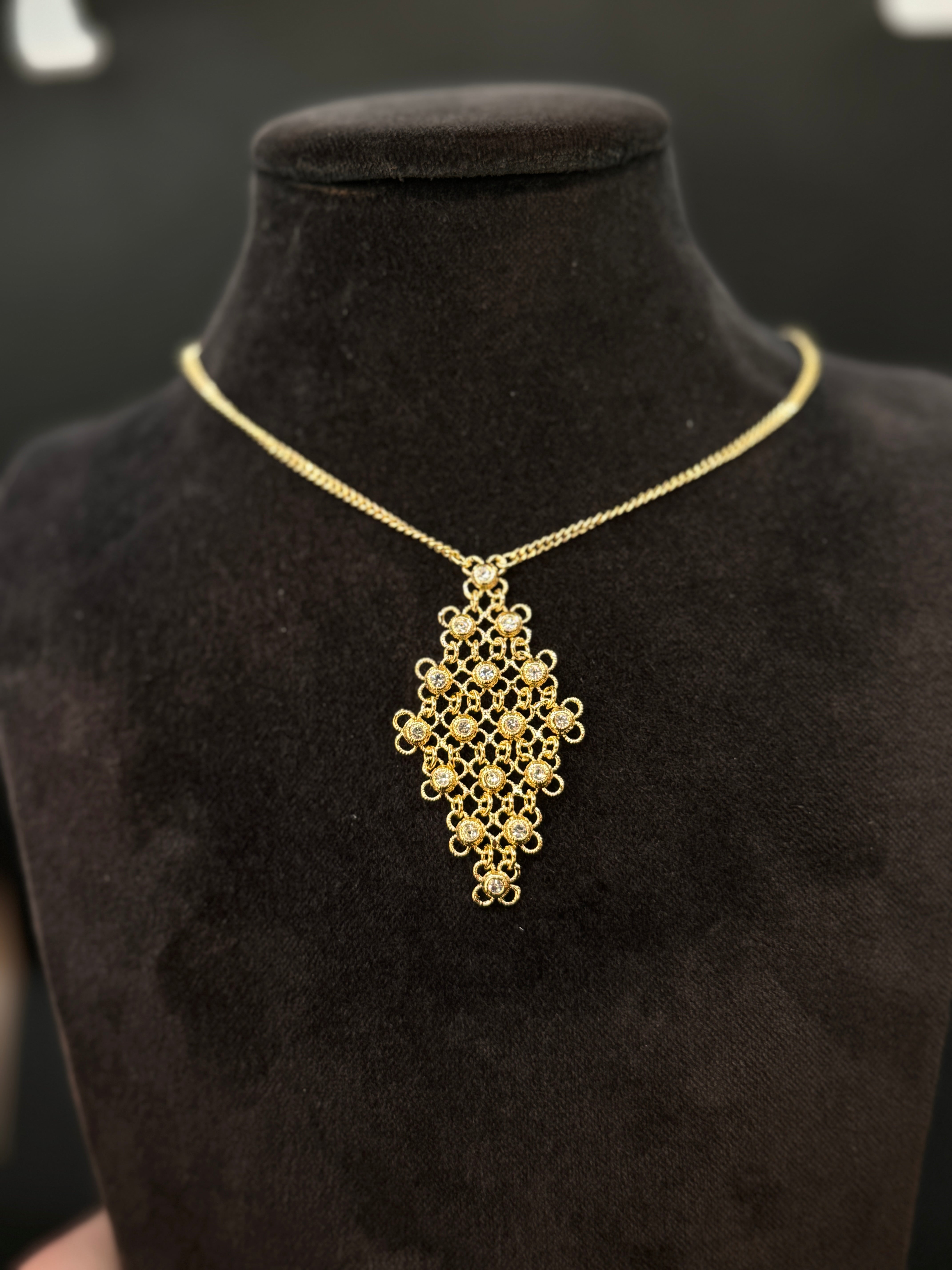 Lorenzo Ungari – Halskette aus vergoldeter Bronze und Zirkonia – CAMIRE CL 032