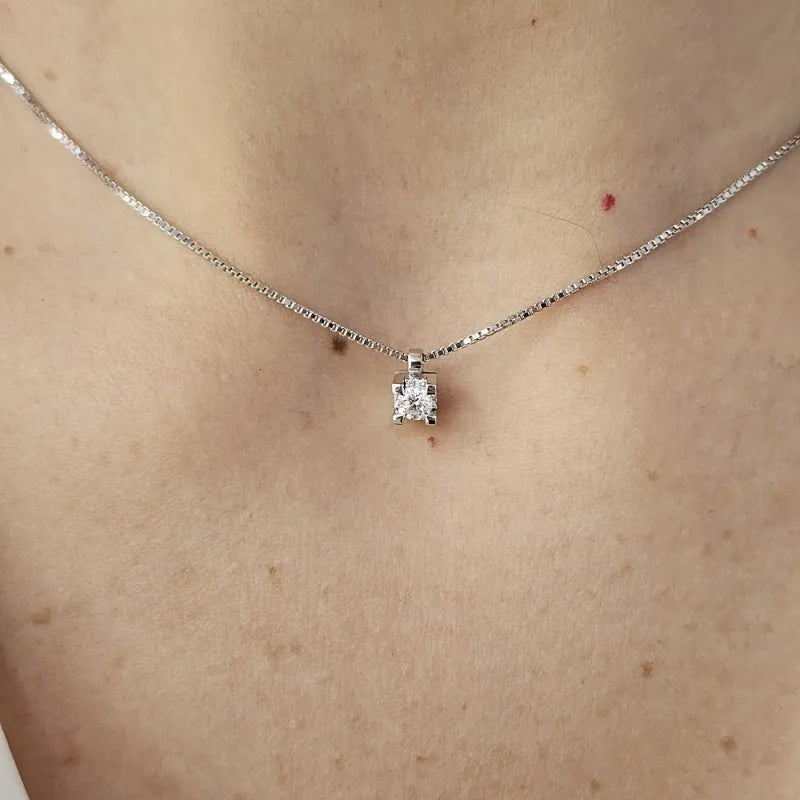Weißgold-Halskette mit Diamanten, 0,19 ct – GB39401C/0.19