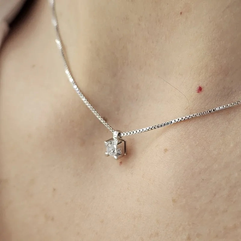 Weißgold-Halskette mit Diamanten, 0,19 ct – GB39401C/0.19