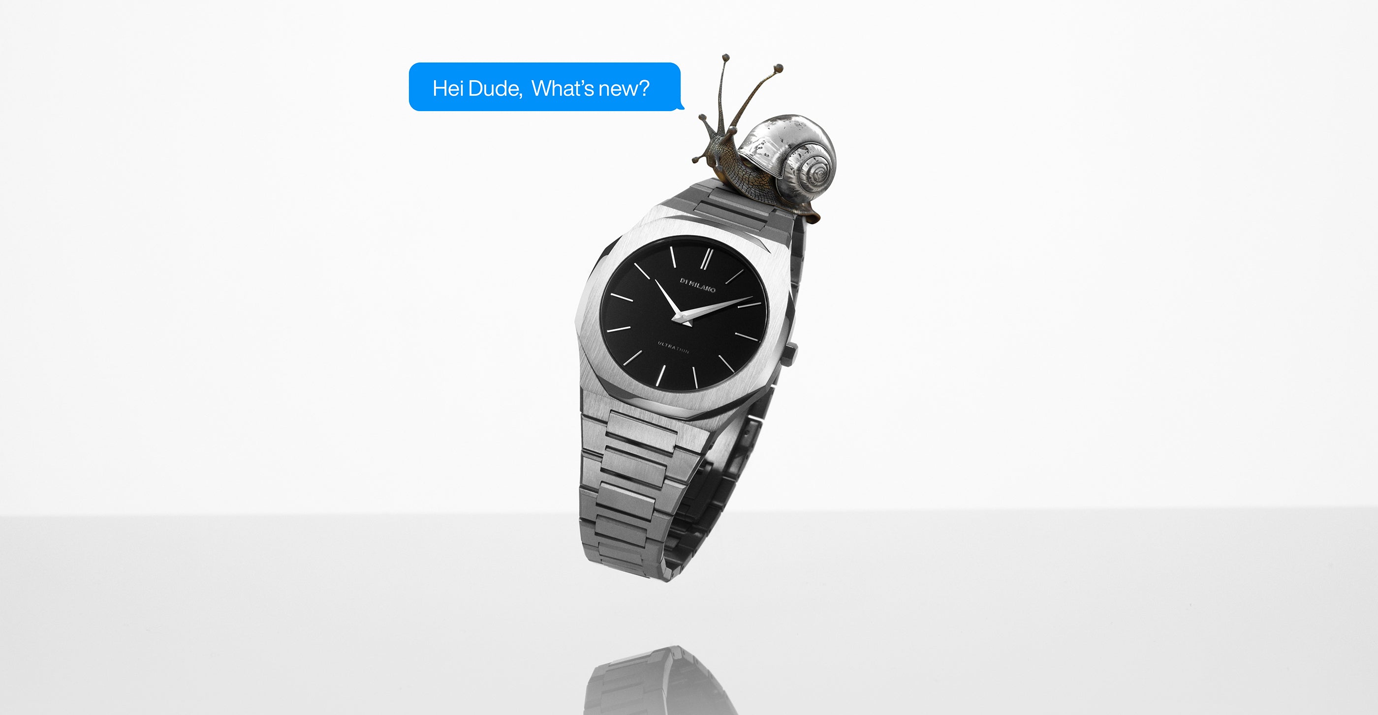 D1 MILANO Re, QUADRANTE NERO OPACO, Ultra Thin Bracelet 40 mm - D1-UTBJ40