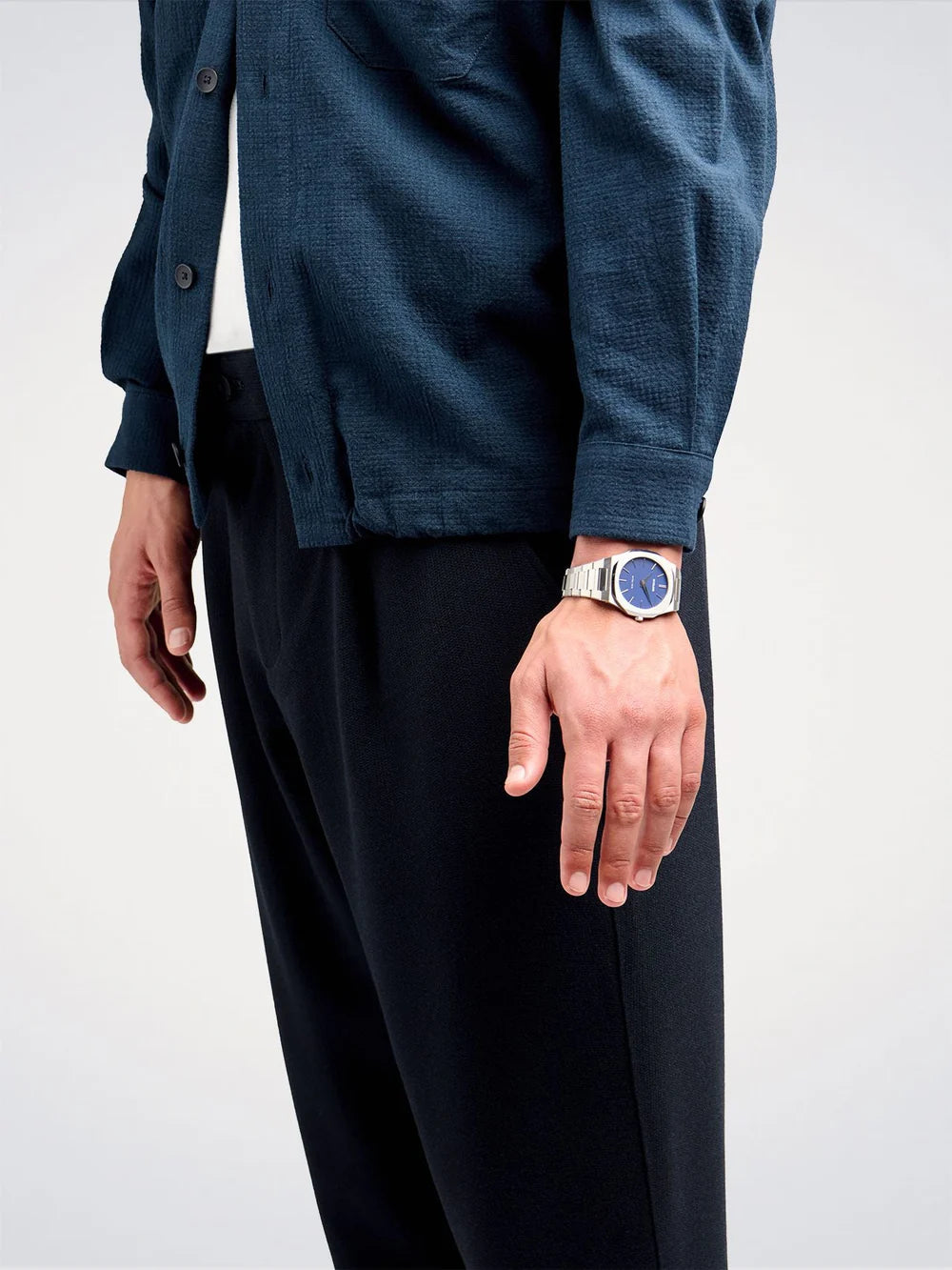 D1 MILANO, BLAUES Ozean-Zifferblatt, ultradünnes Armband 38 mm – D1-UTBU01