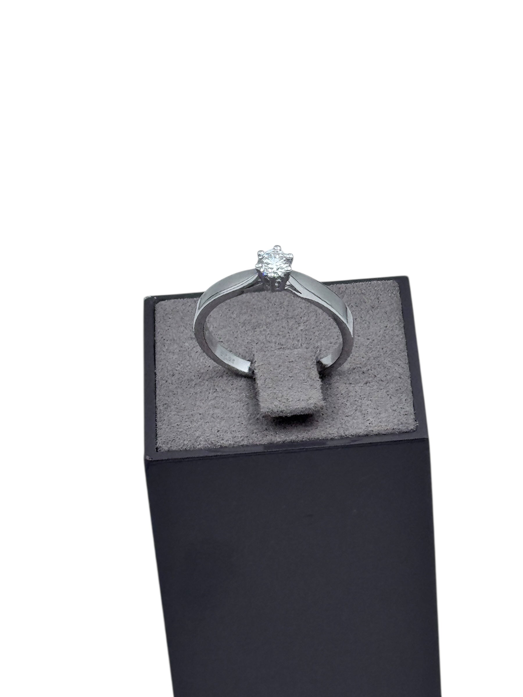 ANELLO SOLITARIO GIORGIO VISCONTI ORO BIANCO 18KT E DIAMANTI, MONTATURA 6 GRIFFE, 0.25CT - AB17101D