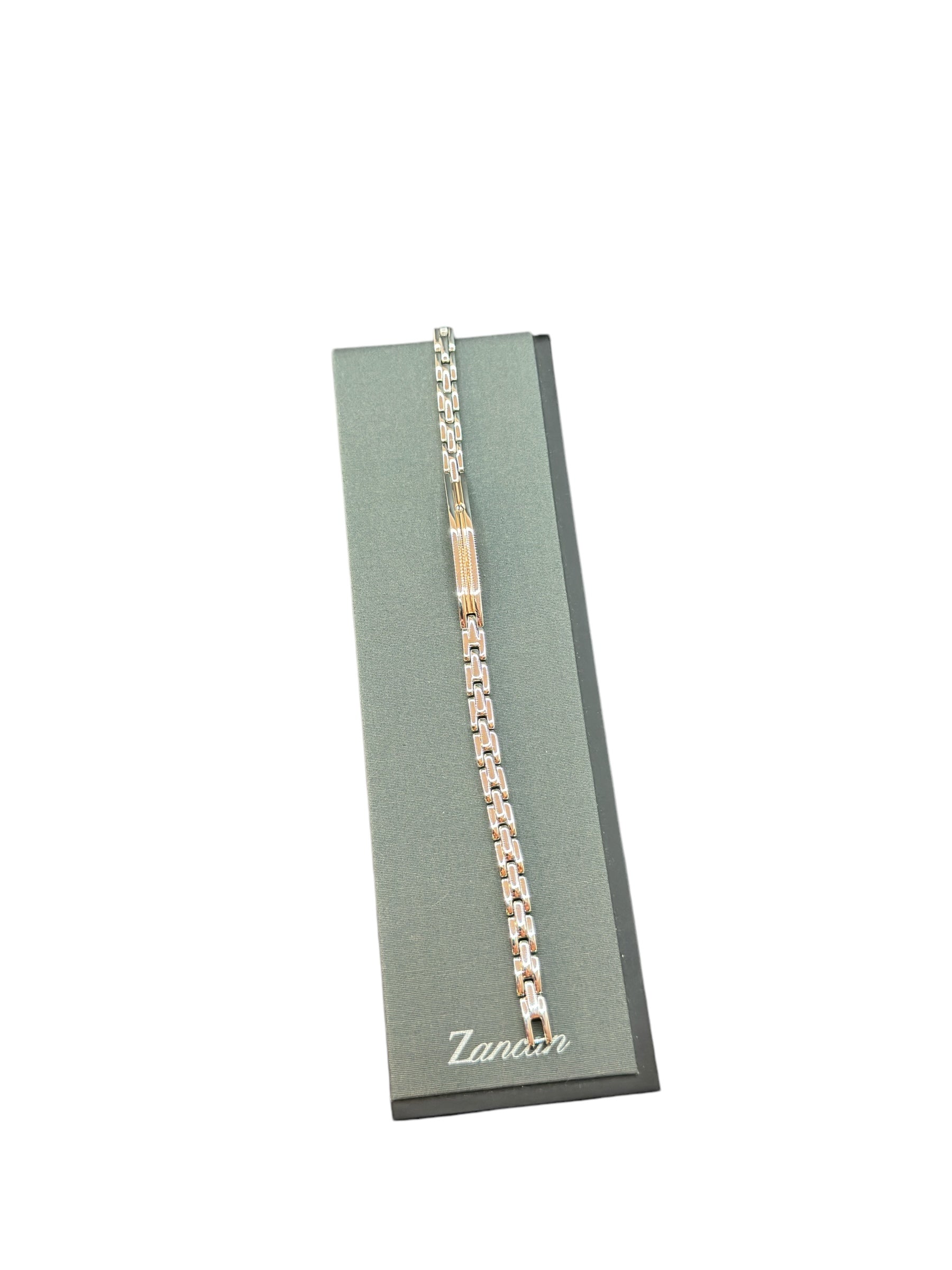 Zancan-Armband für Herren aus Stahl mit zentraler Plakette aus Roségold und schwarzem Zirkonia – Hi-Teck-Kollektion – EHB216