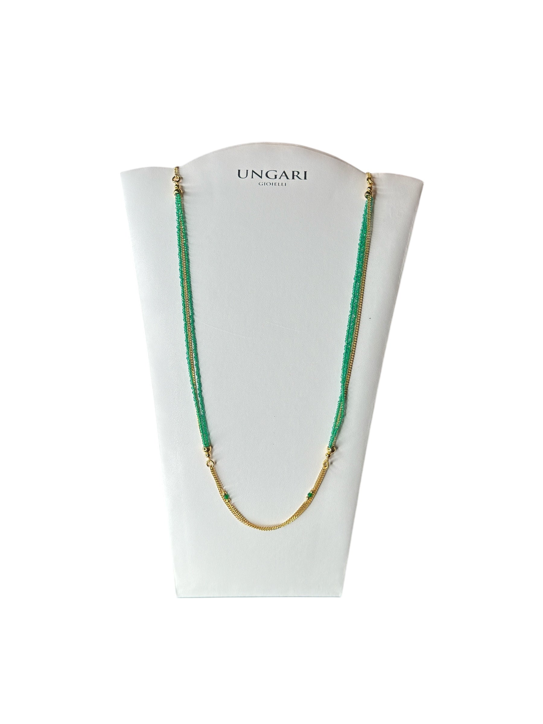 3-reihiges Collier aus vergoldeter Bronze mit peridotgrünen Steinen – FIRENZE CL 046V