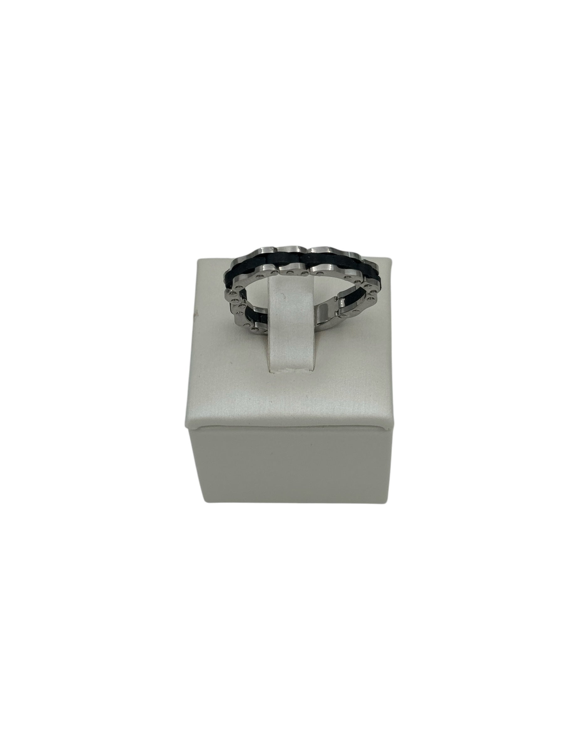 Anello Chimento da uomo in acciaio con resina nera - 82117801