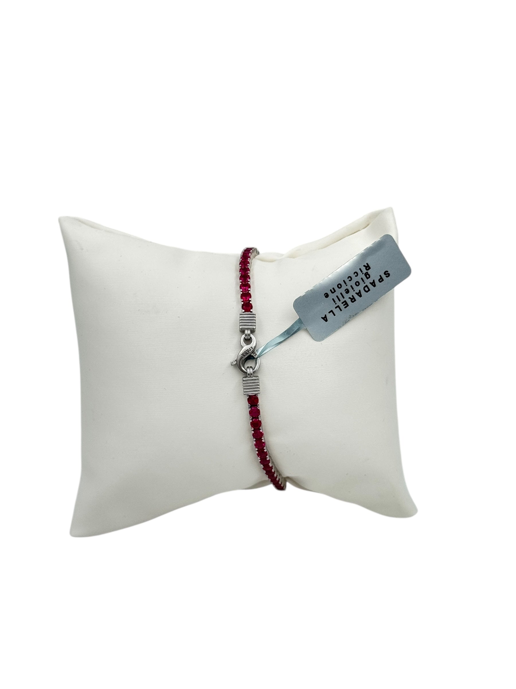 Bracciale tennis Spadarella in argento con zirconi rossi, 3mm, unisex - TEN3-rosso