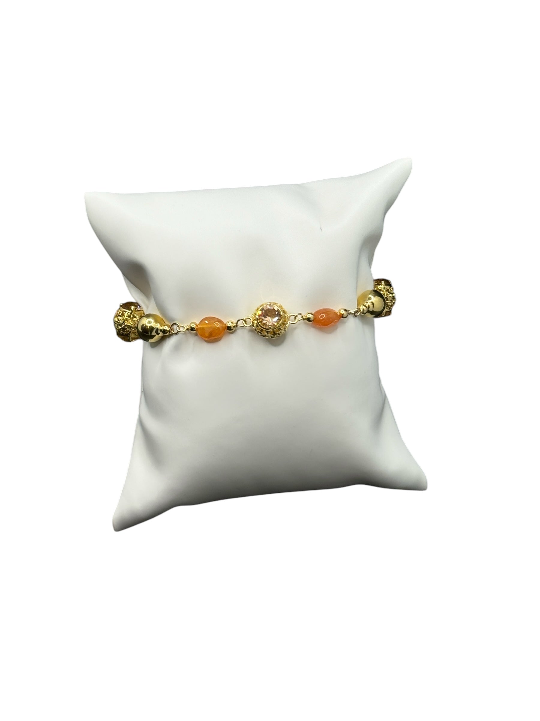 Armband aus vergoldeter Bronze mit orangefarbenen Steinen - DIAMONDS BR 003