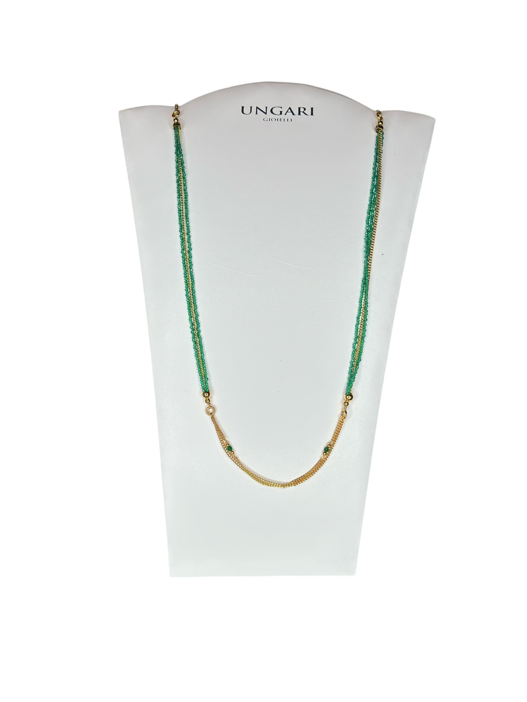 3-reihiges Collier aus vergoldeter Bronze mit peridotgrünen Steinen – FIRENZE CL 046V