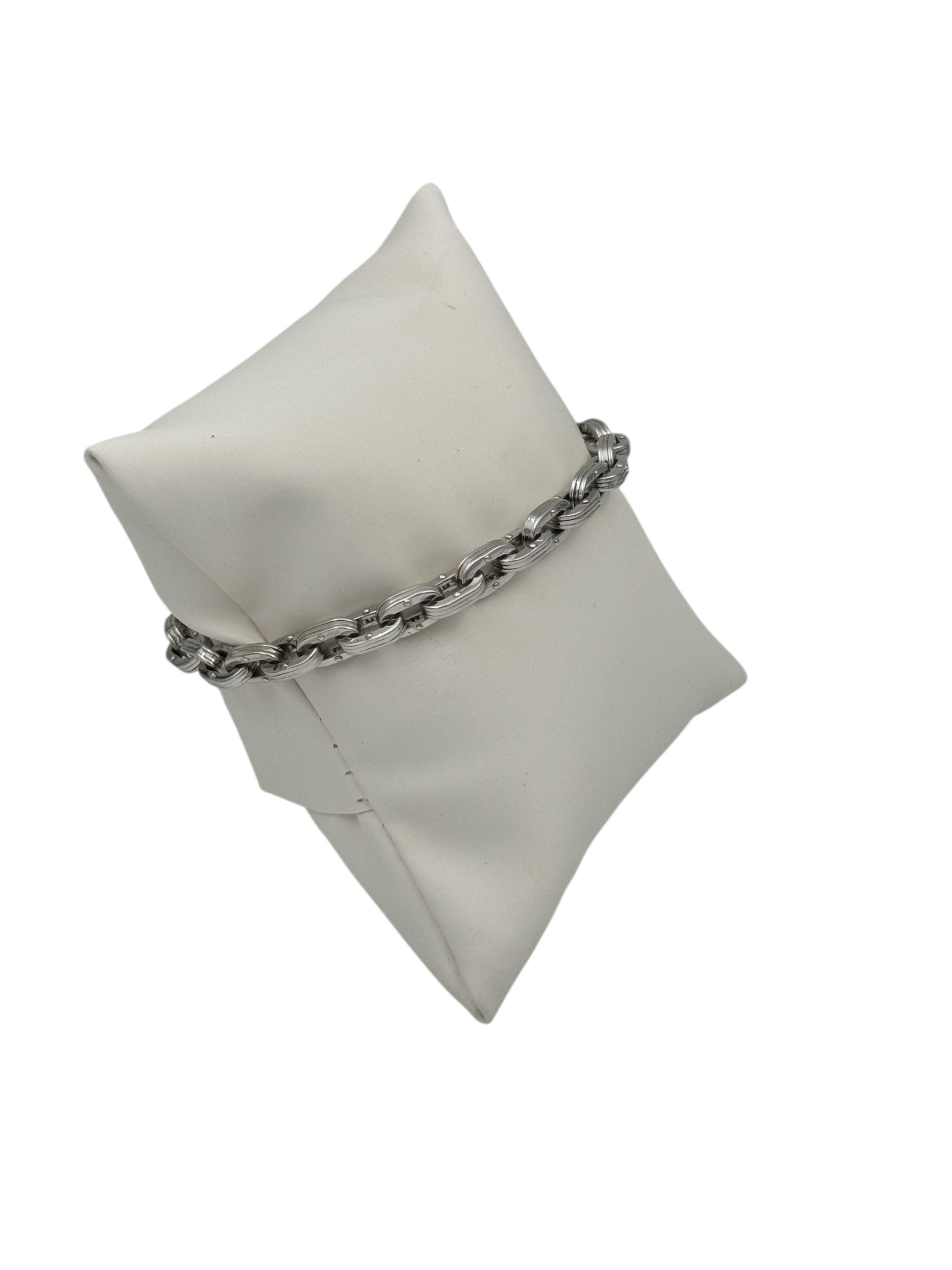 Bracciale Barakà in argento 925, maglie larghe a catena e diamante nero sulla chiusura - BR233052