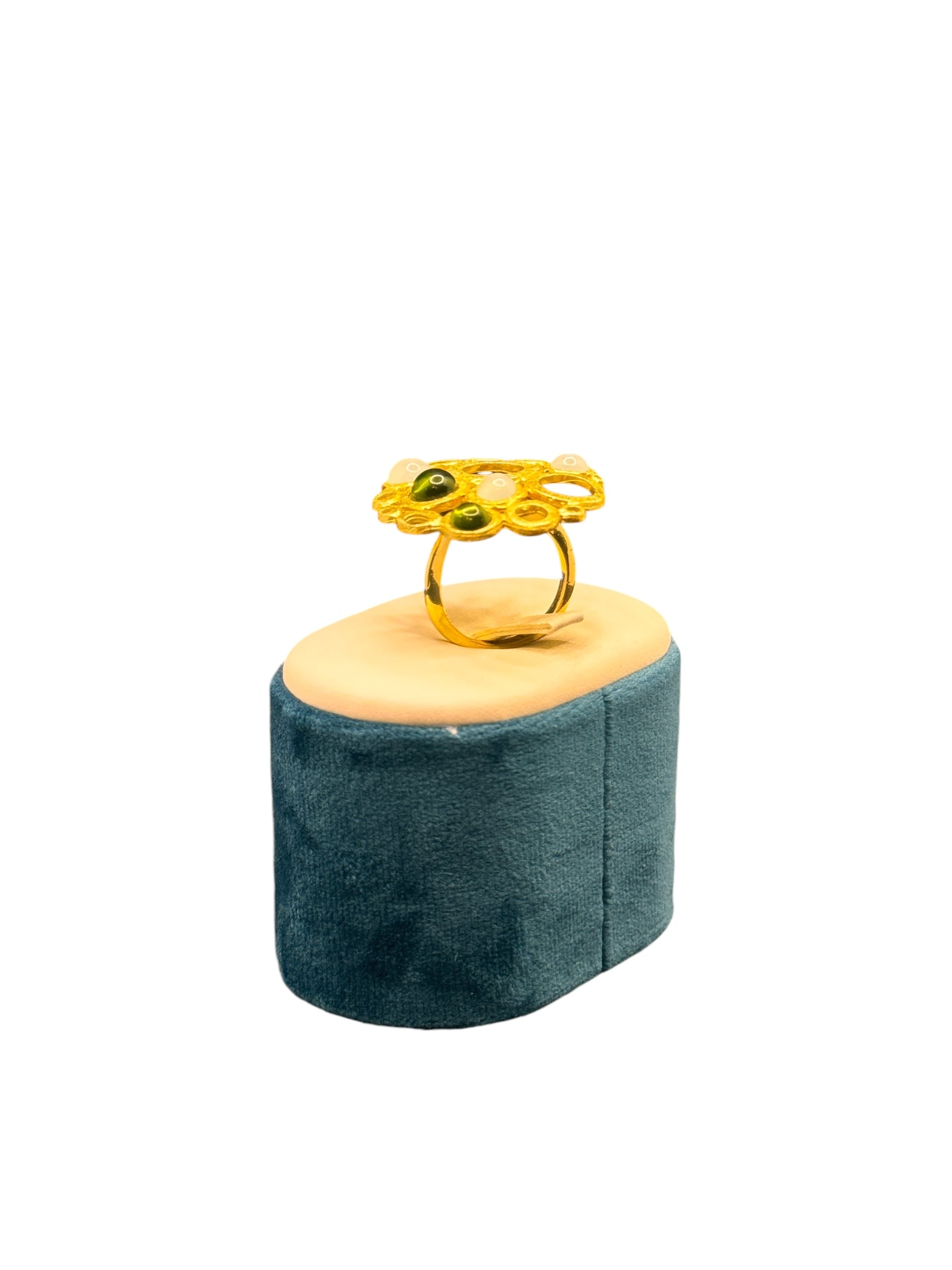 Labriola-Ring aus vergoldetem Silber und grünem Peridotquarz – AG1123BS