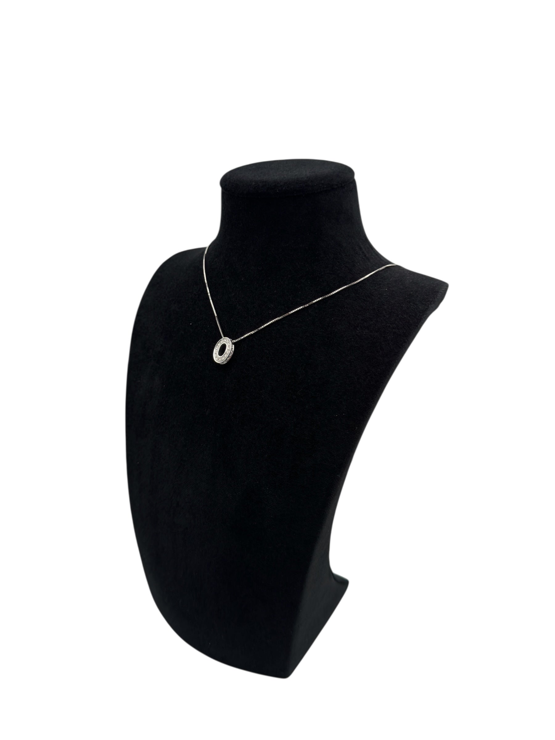 Girocollo Damiani in oro bianco 18kt e diamanti con pendente ovale - DDB32858