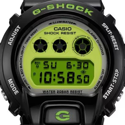 G-SHOCK CLASSIC "VERRÜCKTE FARBE",
DW-6900-SERIE, fluoreszierendes gelbes Zifferblatt, 50 mm – DW-6900RCS-1ER