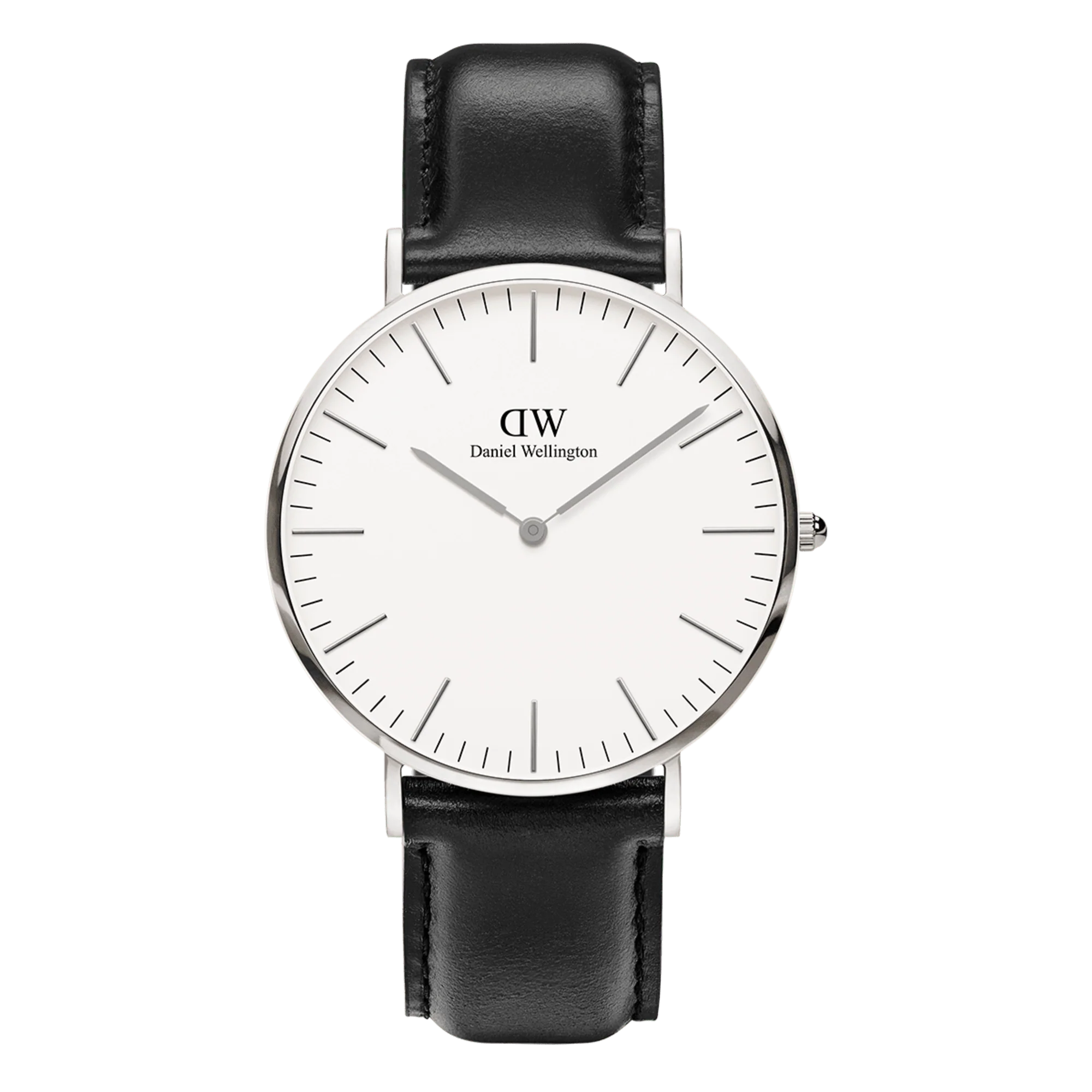 Orologio Daniel Wellington Classic Sheffield Silver, cinturino di pelle nero e quadrante bianco, 40mm - DW00100020