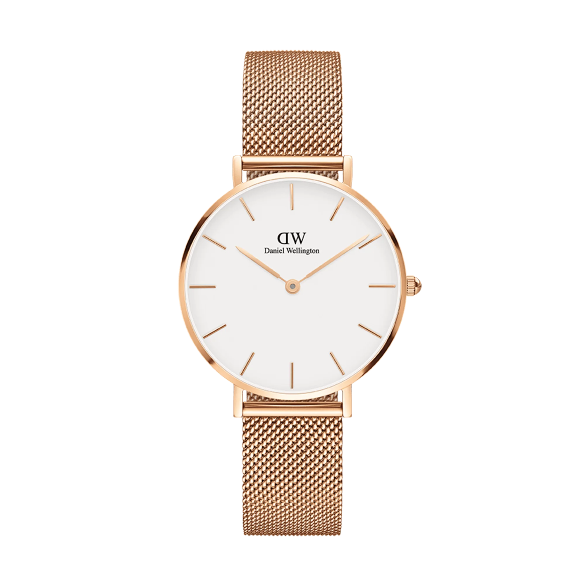 Daniel Wellington Petite Melrose Uhr, roségoldfarbenes Armband mit weißem Zifferblatt, 32 mm – DW00100163