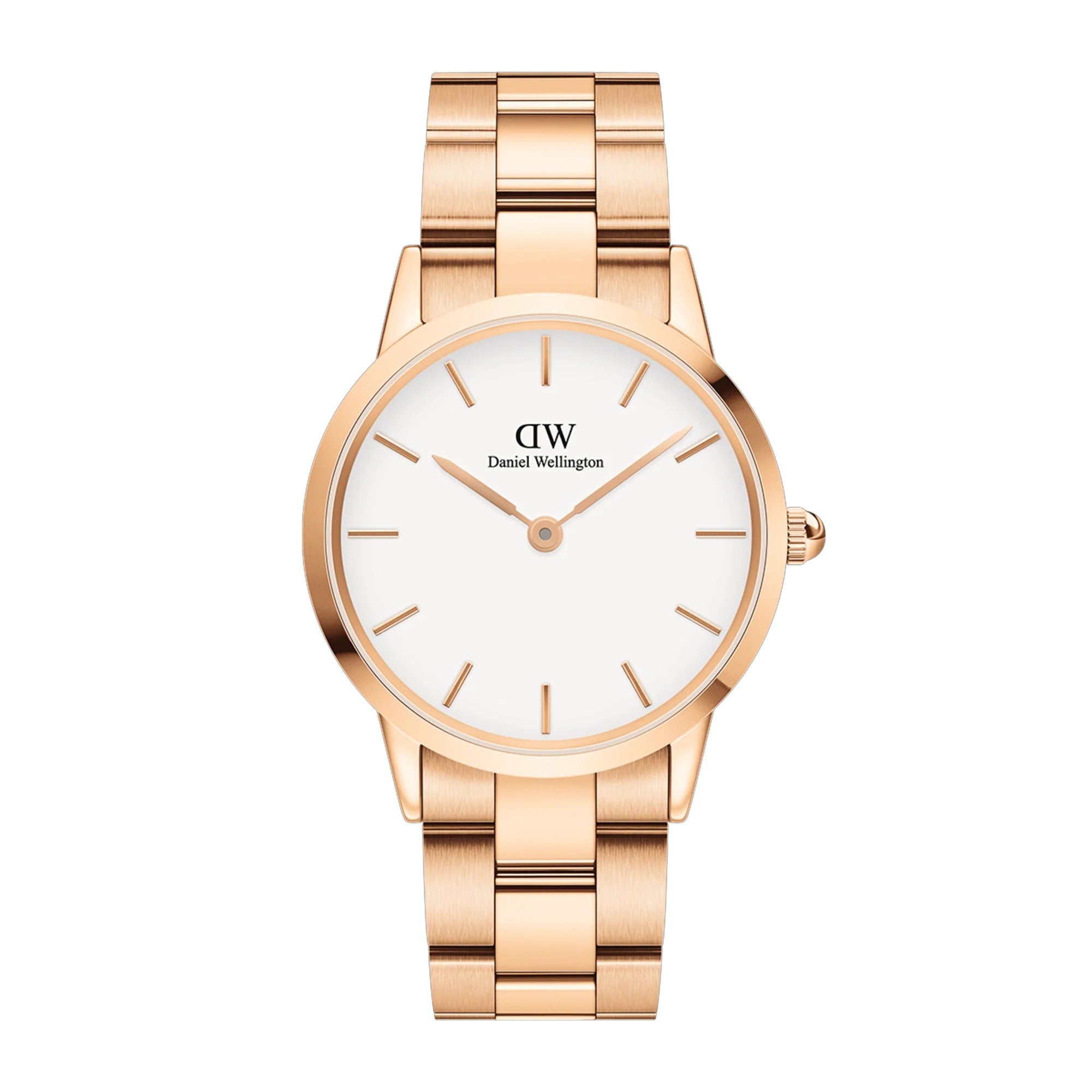 Orologio Daniel Wellington Iconic Link Rose Gold, quadrante bianco, unisex 40mm - DW00100343