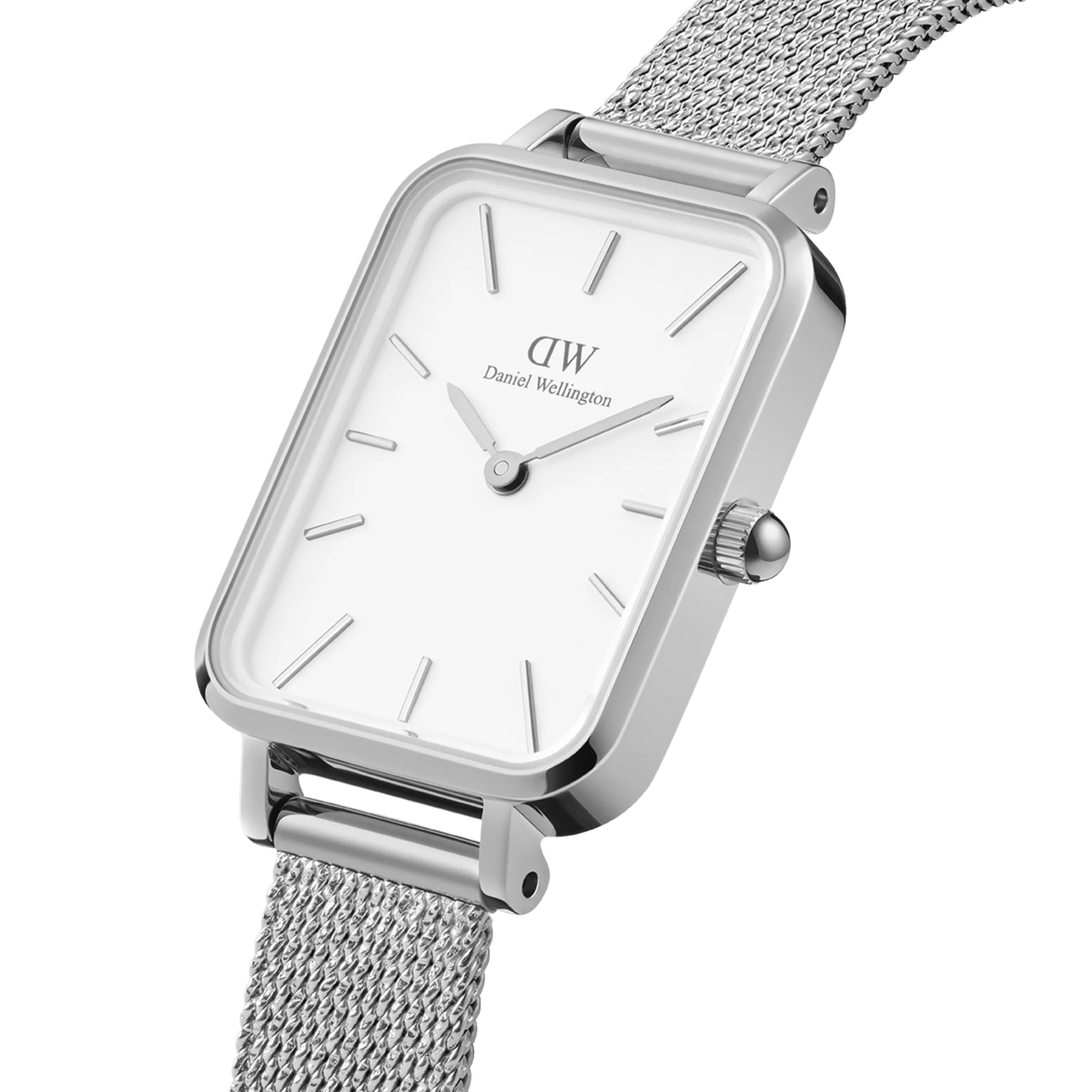 Orologio Daniel Wellington Quadro Pressed Sterling, cinturino color argento e quadrante bianco, 20x26mm - DW00100438