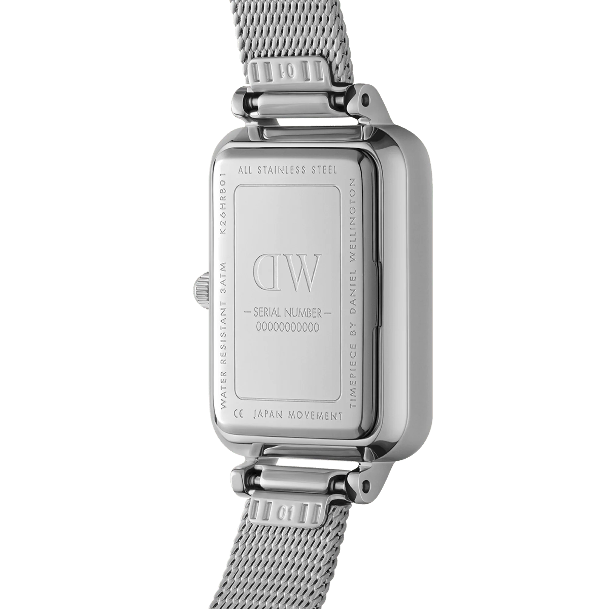 Orologio Daniel Wellington Quadro Pressed Sterling, cinturino color argento e quadrante bianco, 20x26mm - DW00100438