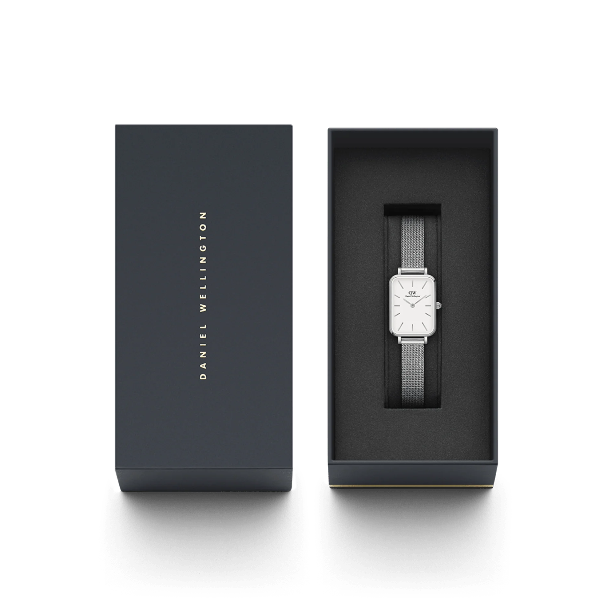 Orologio Daniel Wellington Quadro Pressed Sterling, cinturino color argento e quadrante bianco, 20x26mm - DW00100438