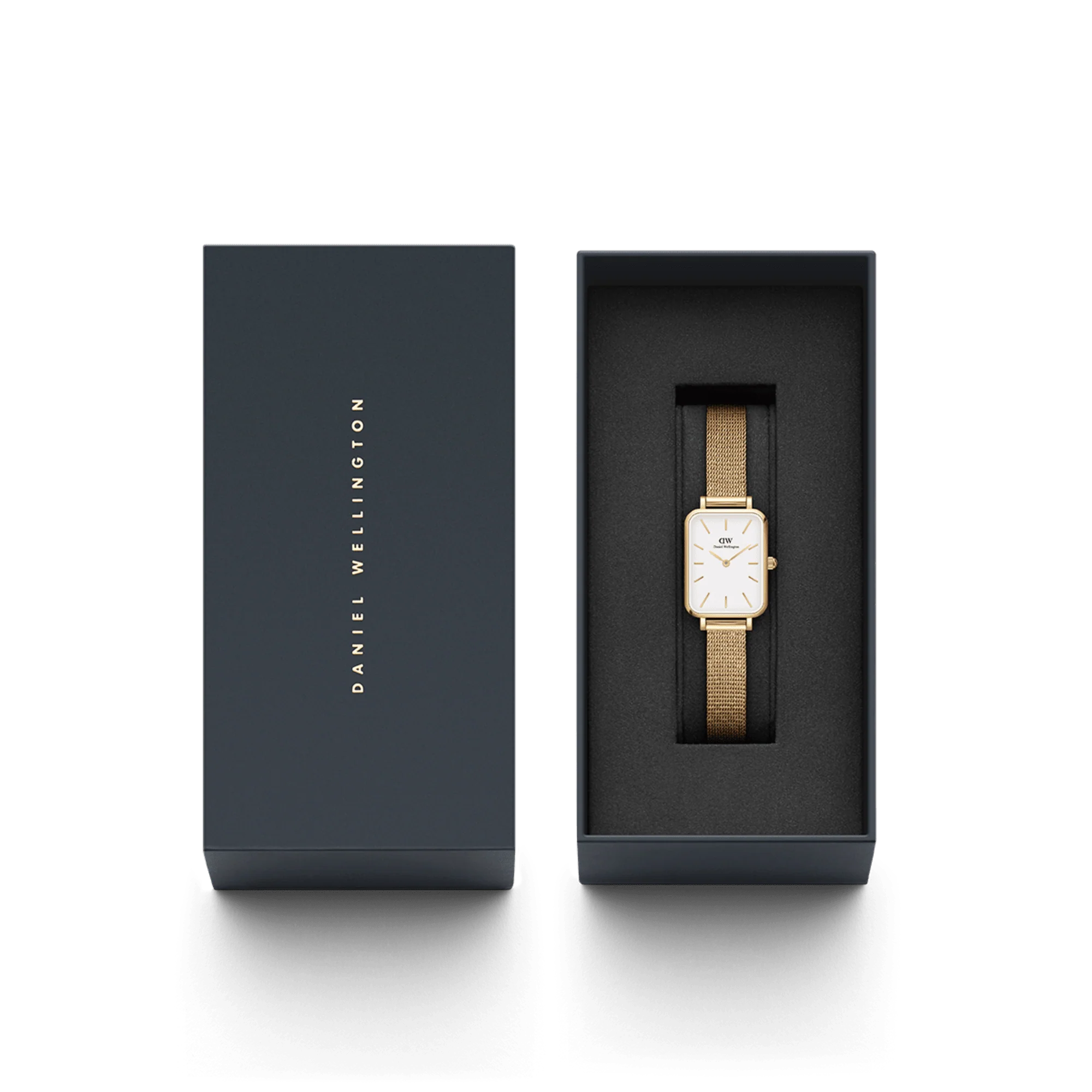 Orologio Daniel Wellington Quadro Pressed Evergold, cinturino color oro e quadrante bianco, 20x26mm - DW00100556