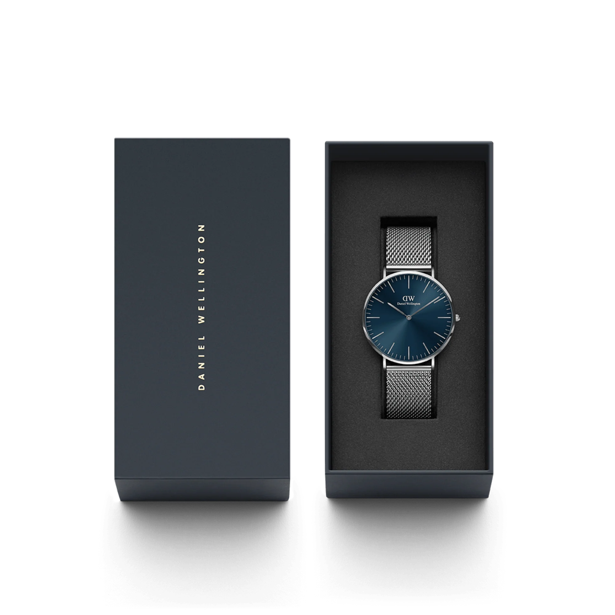 Orologio Daniel Wellington Classic Mesh Arctic Silver, quadrante blu, 40mm - DW00100628