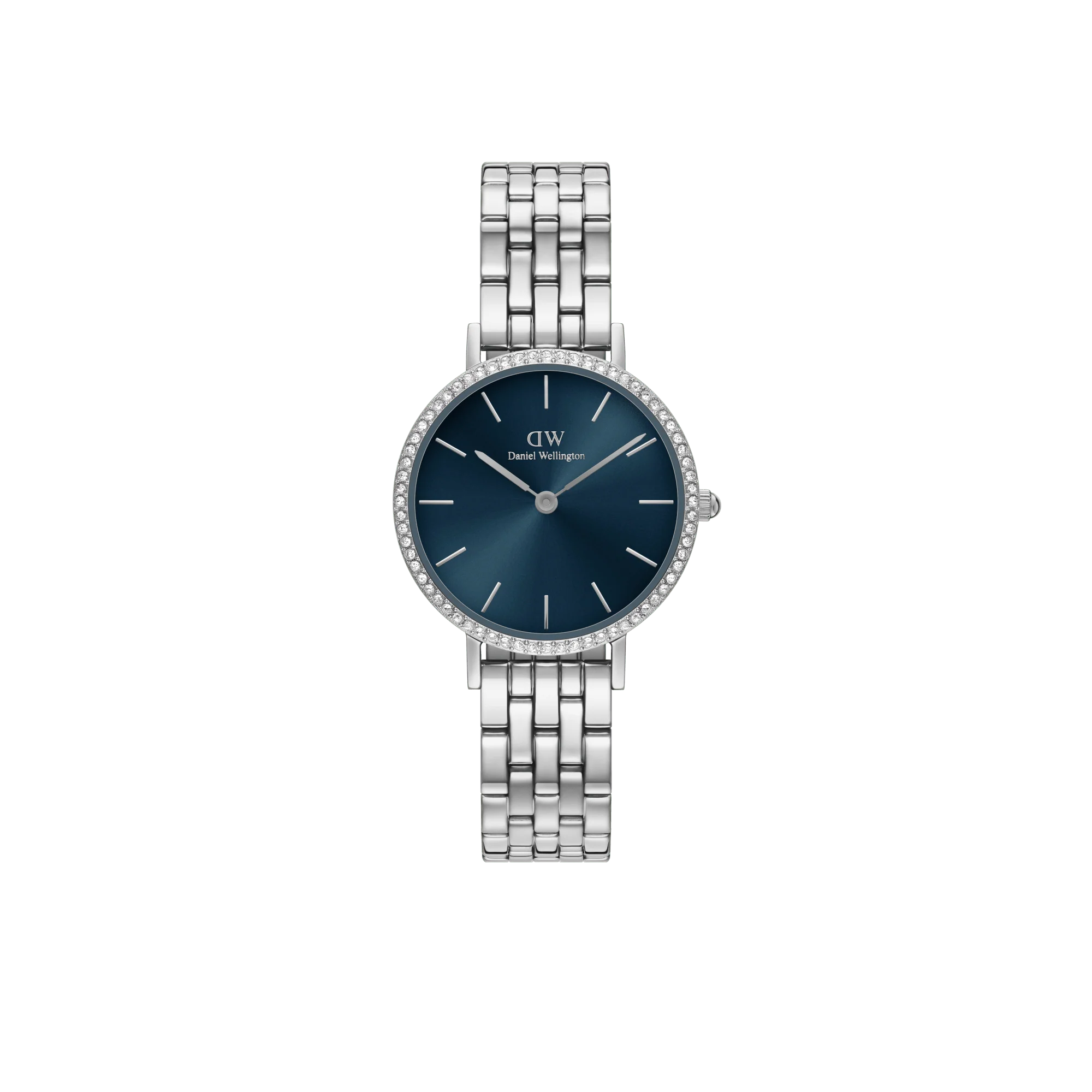 Daniel Wellington Petite Lumine Bezel 5-Link Arctic S Watch, Midnight Blue Dial, 28mm - DW00100664