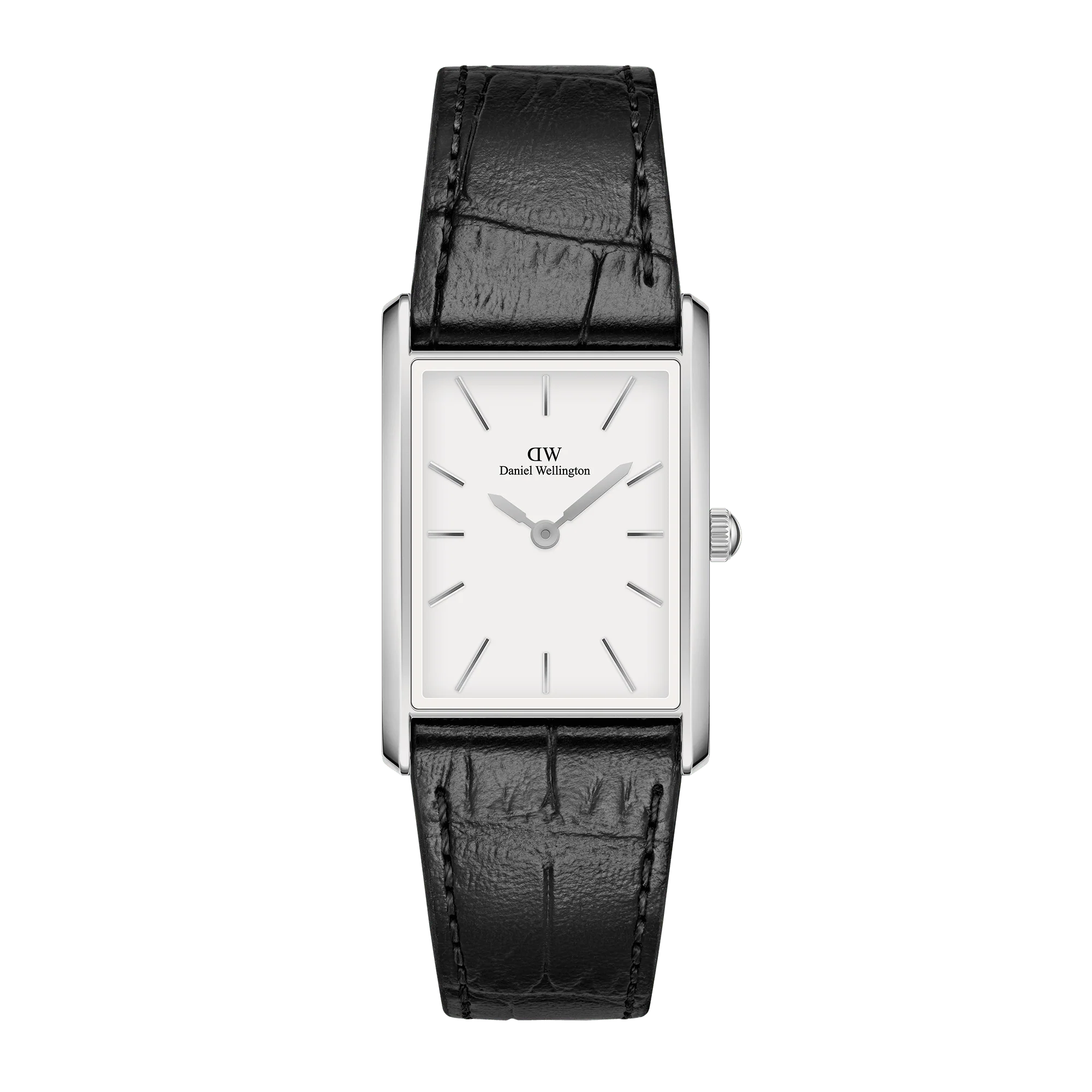 Daniel Wellington Unisex-Uhr Bound Black Crocodile Silver, weißes Zifferblatt, 24 x 35 mm – DW00100697