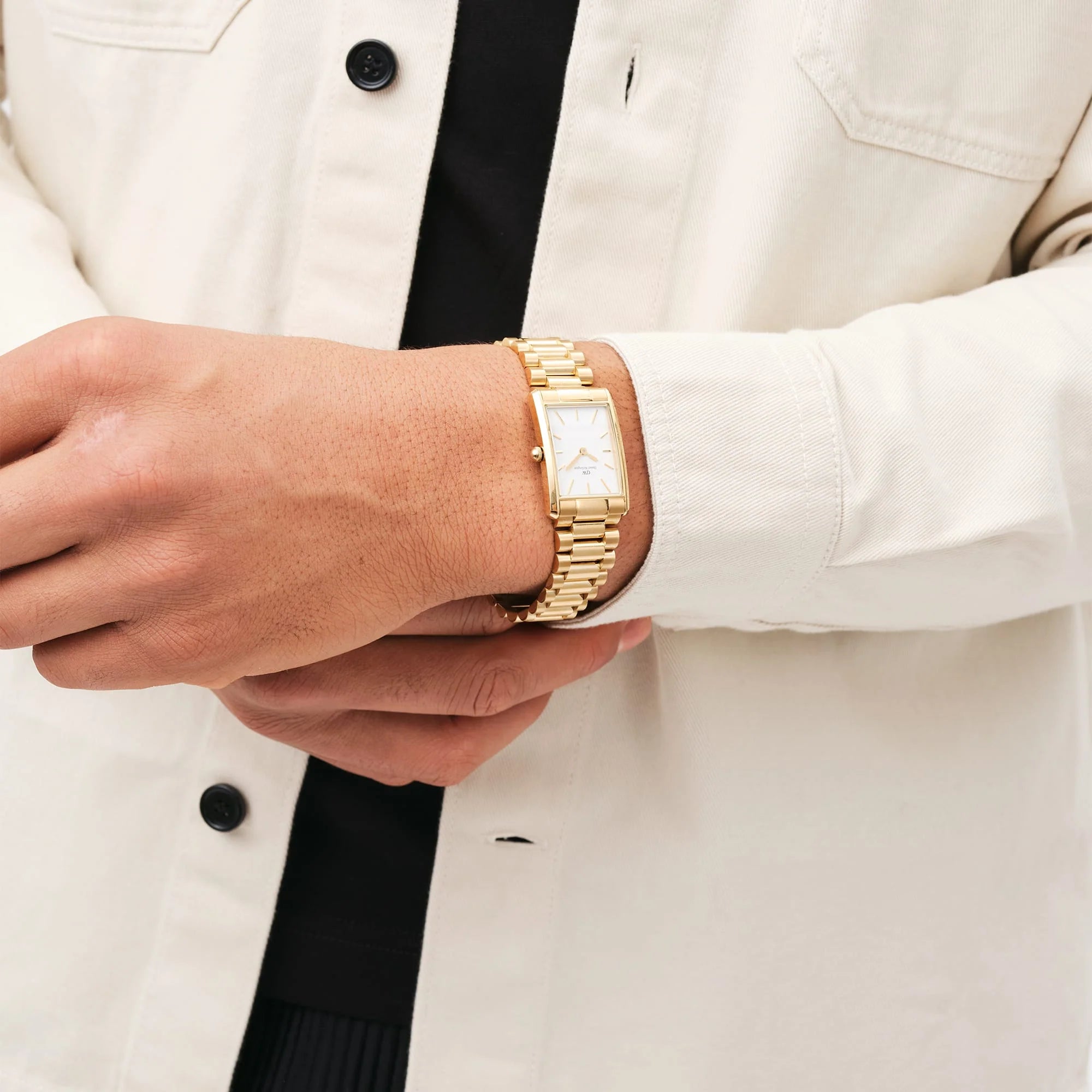 Orologio Daniel Wellington Unisex Bound 3-maglie Gold, quadrante bianco, 24x35mm - DW00100703