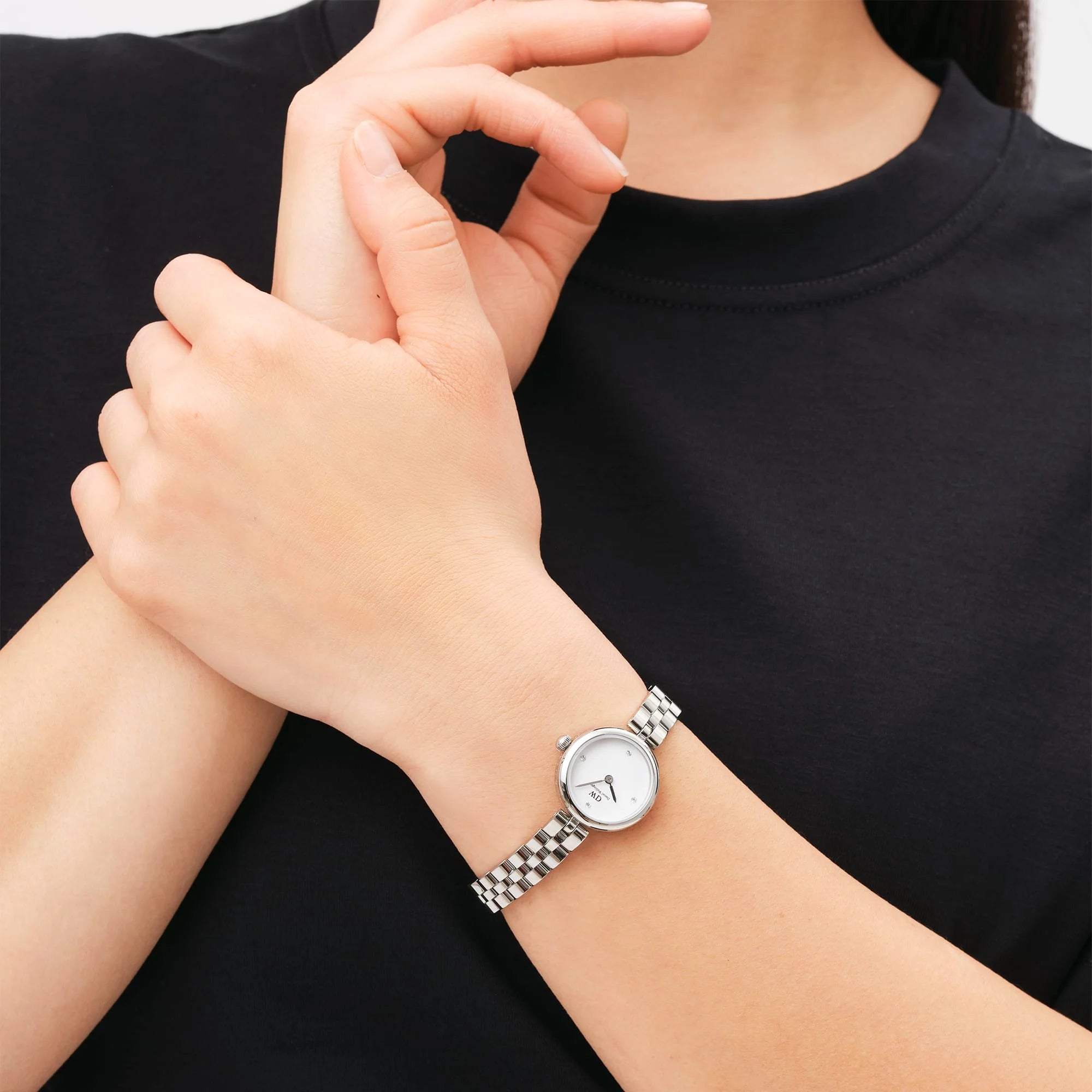 Orologio Daniel Wellington Elan Lumine Silver, cinturino in acciaio e quadrante bianco, 22mm - DW00100716