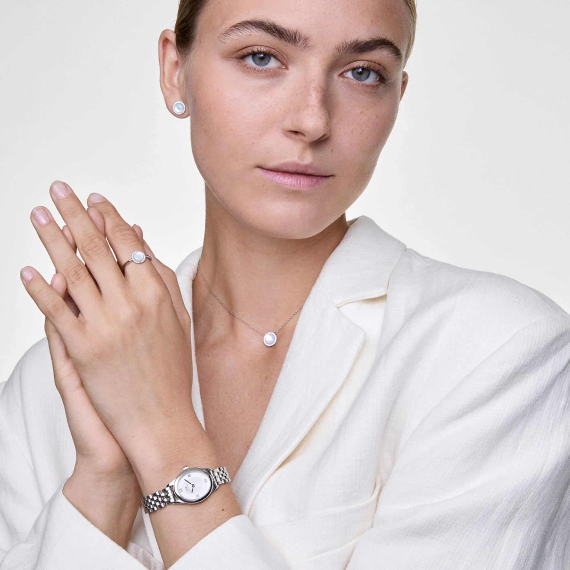 Orologio Daniel Wellington Ophelia Mini Silver, cinturino in acciaio con quadrante bianco, 22x25.5mm - DW00100808
