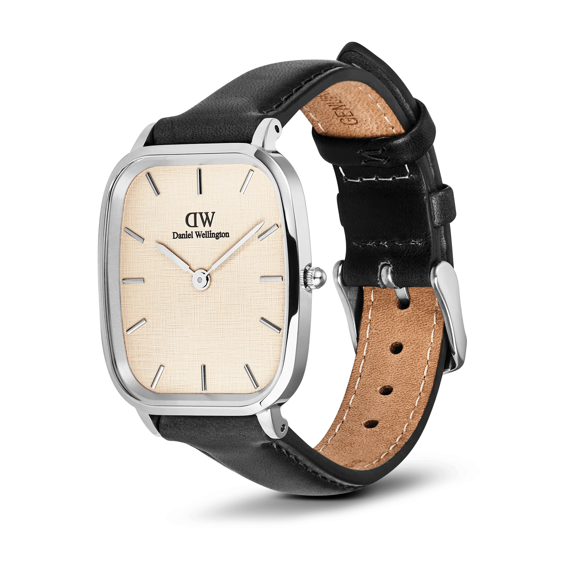 Orologio Daniel Wellington Marlon Sheffield Linen Silver, cinturino in pelle e quadrante Beige, 36MM - DW00100813