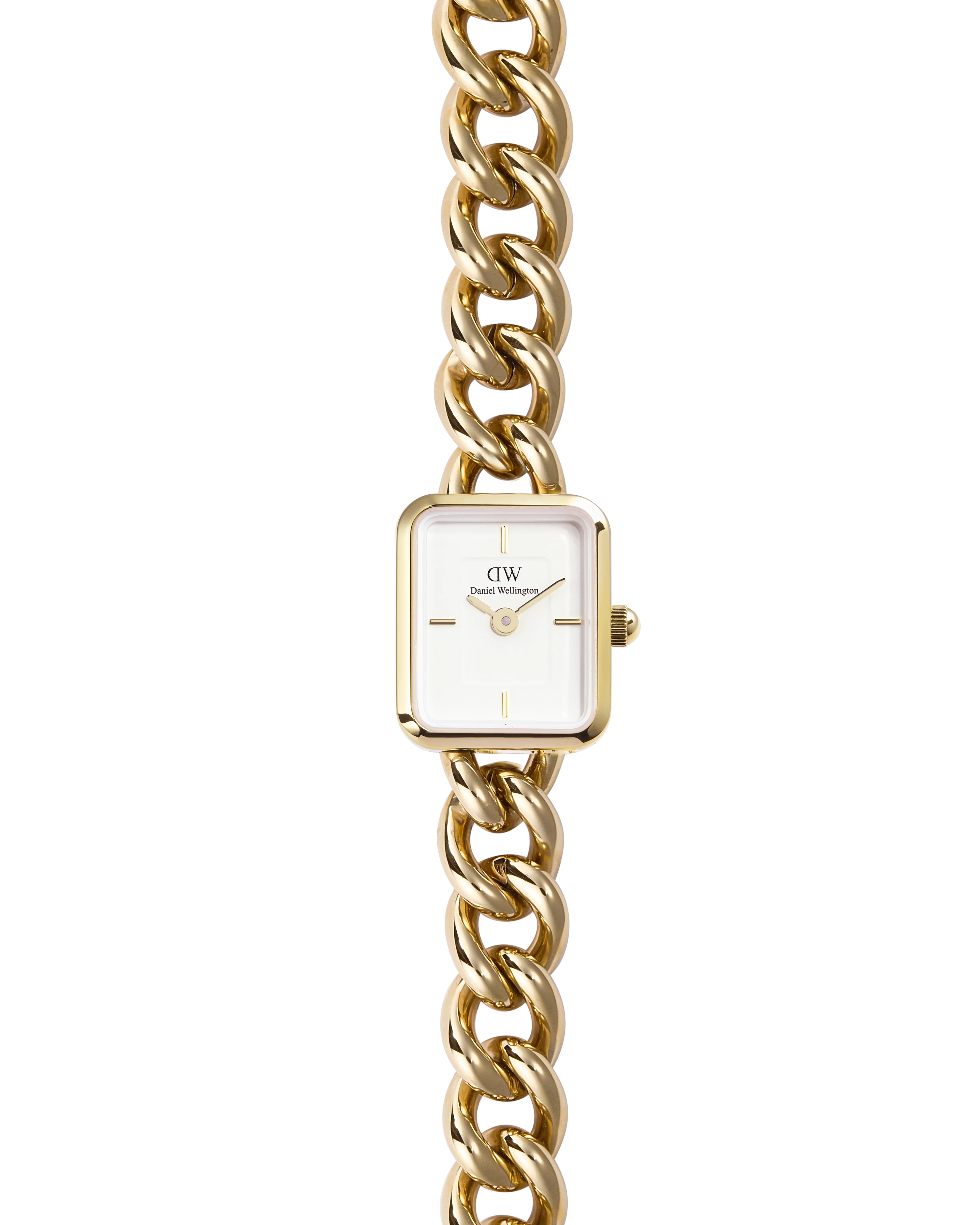 Orologio Daniel Wellington Jolie Chain Gold, orologio gioiello in acciaio dorato con quadrante bianco, 15.4x18.2mm - DW00100836