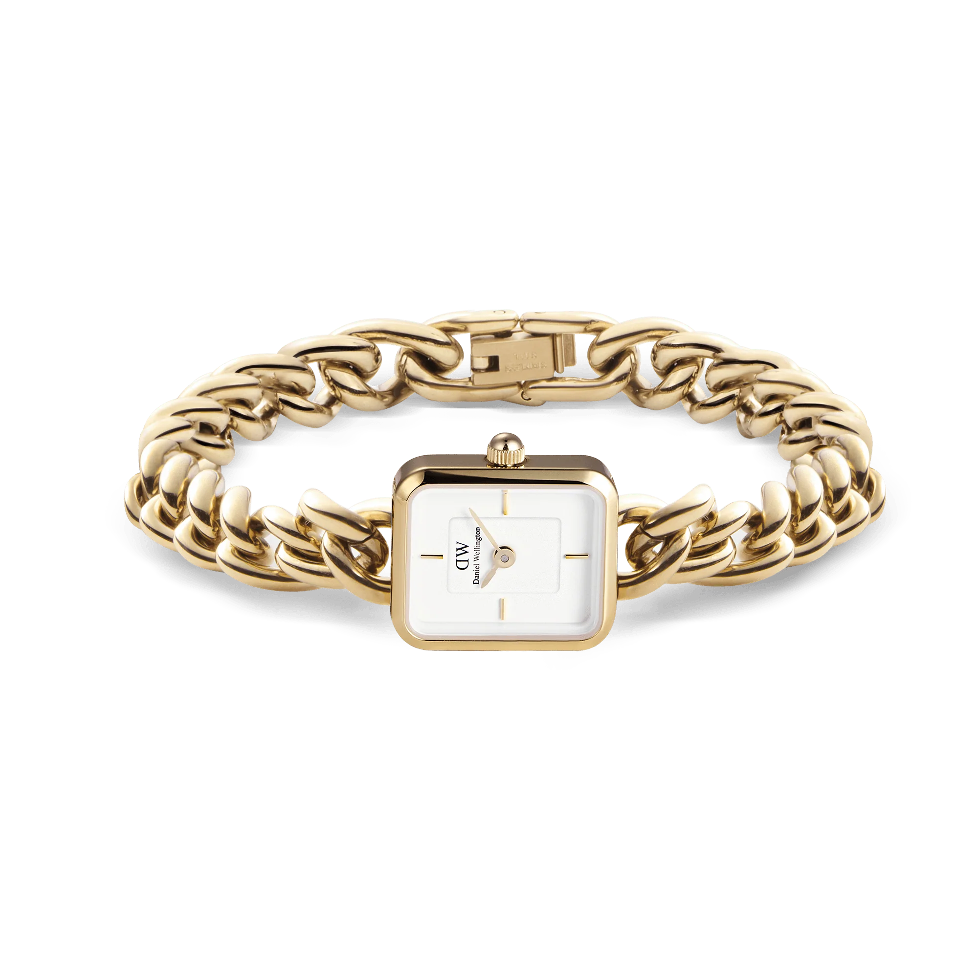Orologio Daniel Wellington Jolie Chain Gold, orologio gioiello in acciaio dorato con quadrante bianco, 15.4x18.2mm - DW00100836