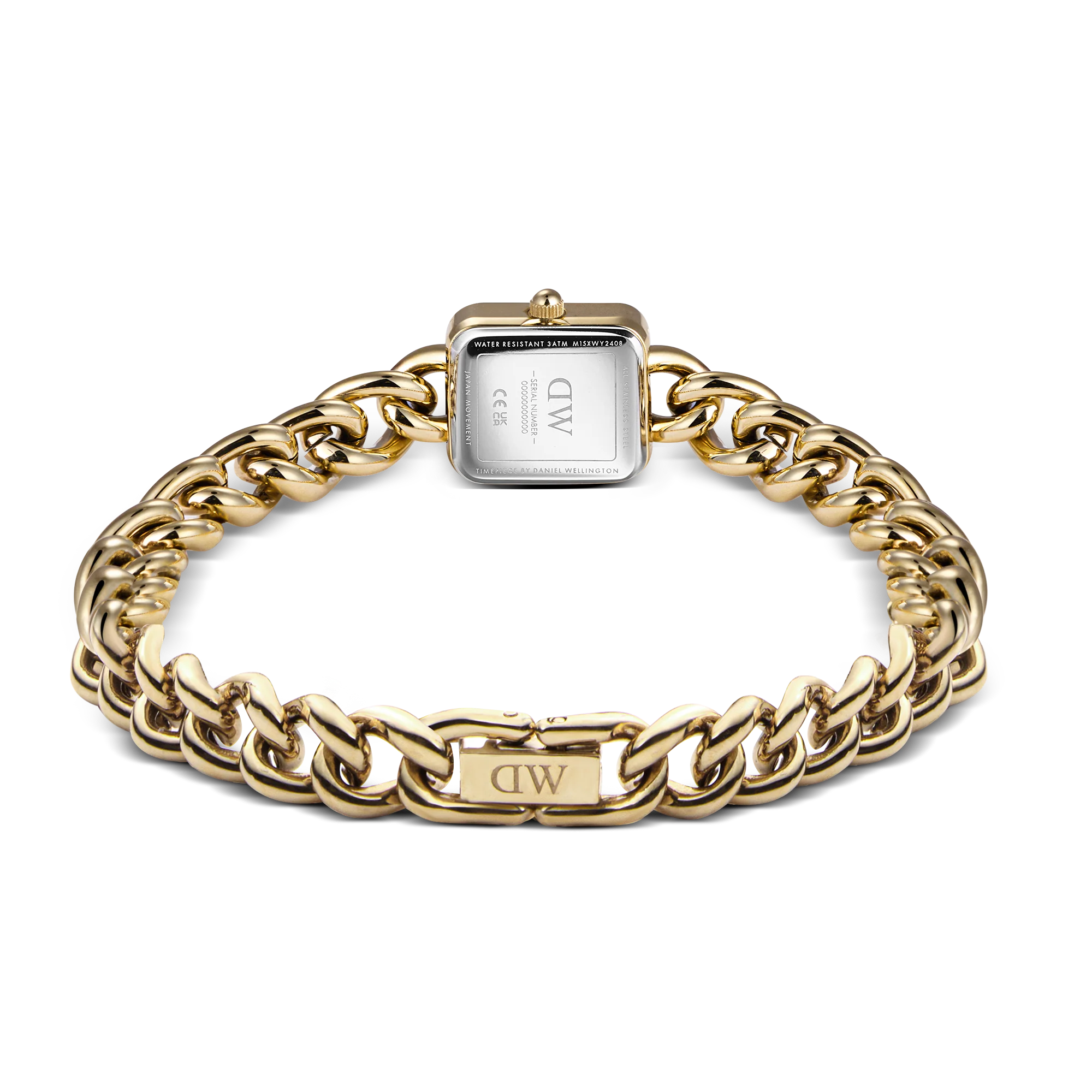 Orologio Daniel Wellington Jolie Chain Gold, orologio gioiello in acciaio dorato con quadrante bianco, 15.4x18.2mm - DW00100836