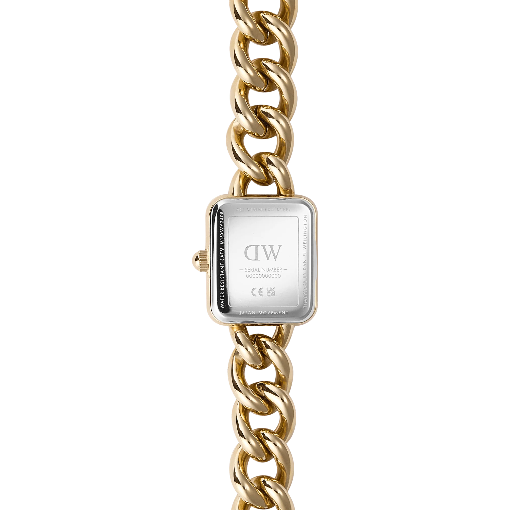 Orologio Daniel Wellington Jolie Chain Gold, orologio gioiello in acciaio dorato con quadrante bianco, 15.4x18.2mm - DW00100836