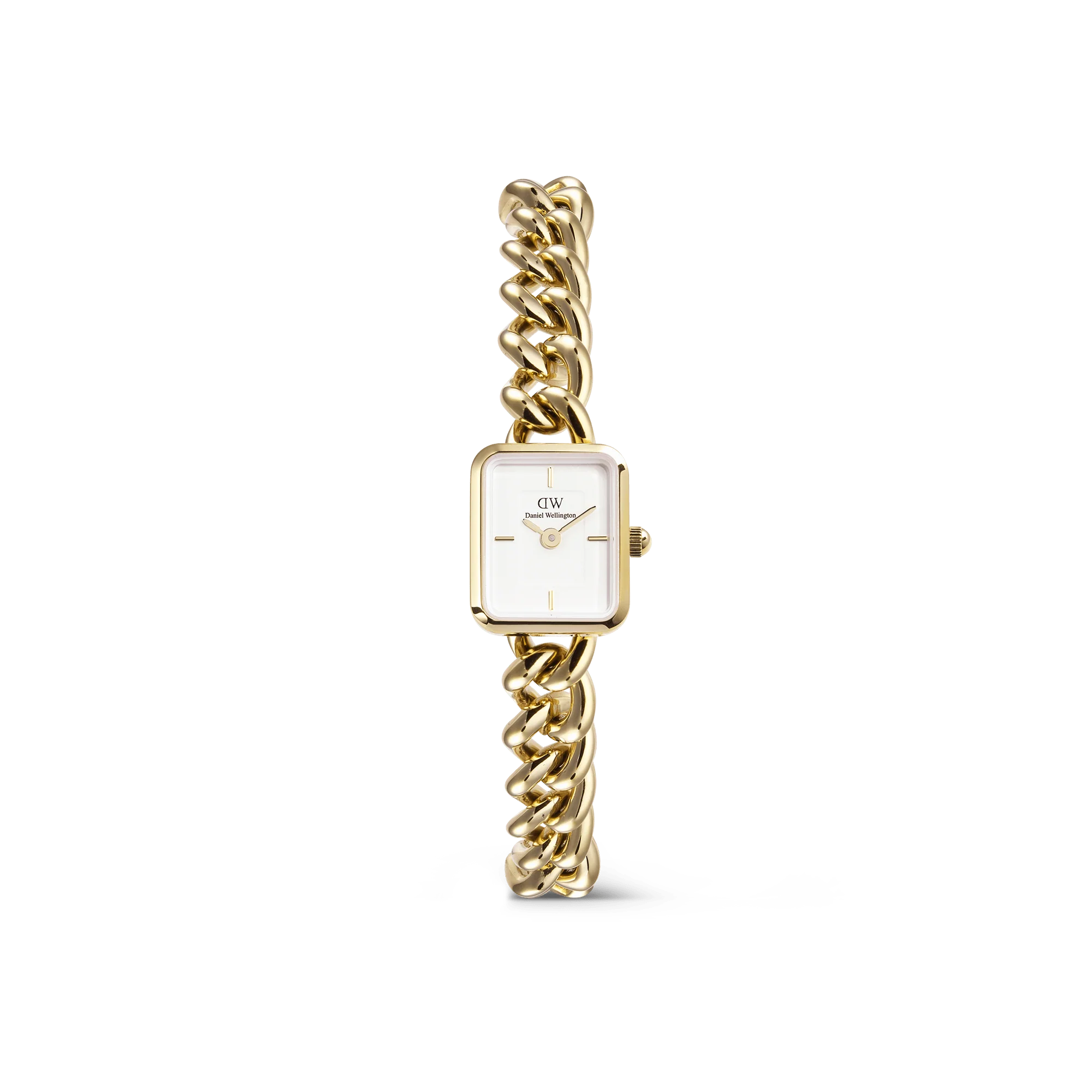 Orologio Daniel Wellington Jolie Chain Gold, orologio gioiello in acciaio dorato con quadrante bianco, 15.4x18.2mm - DW00100836