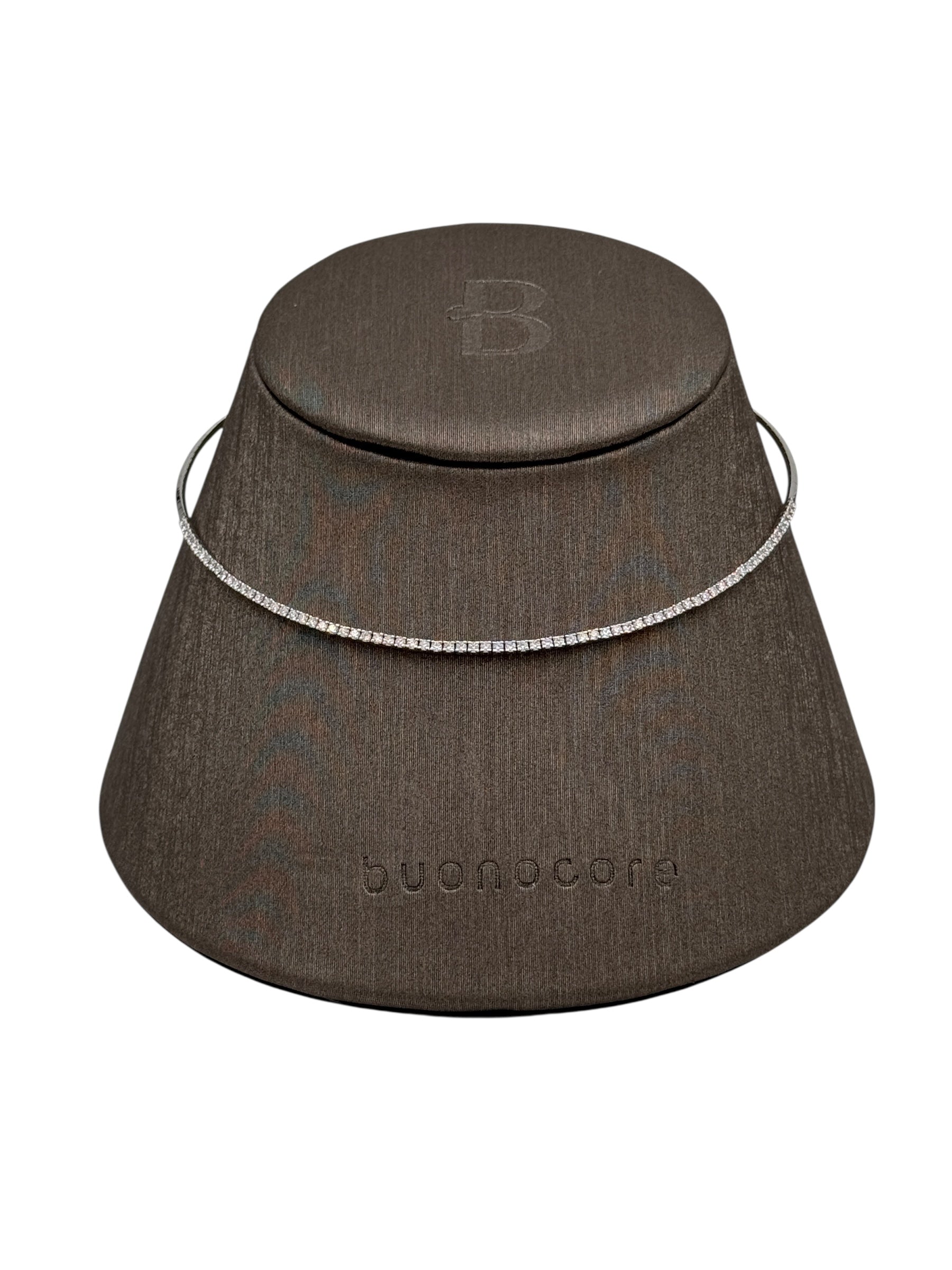 Collana Buonocore rigida semitennis, in oro bianco 18kt e diamanti - 88C01DW